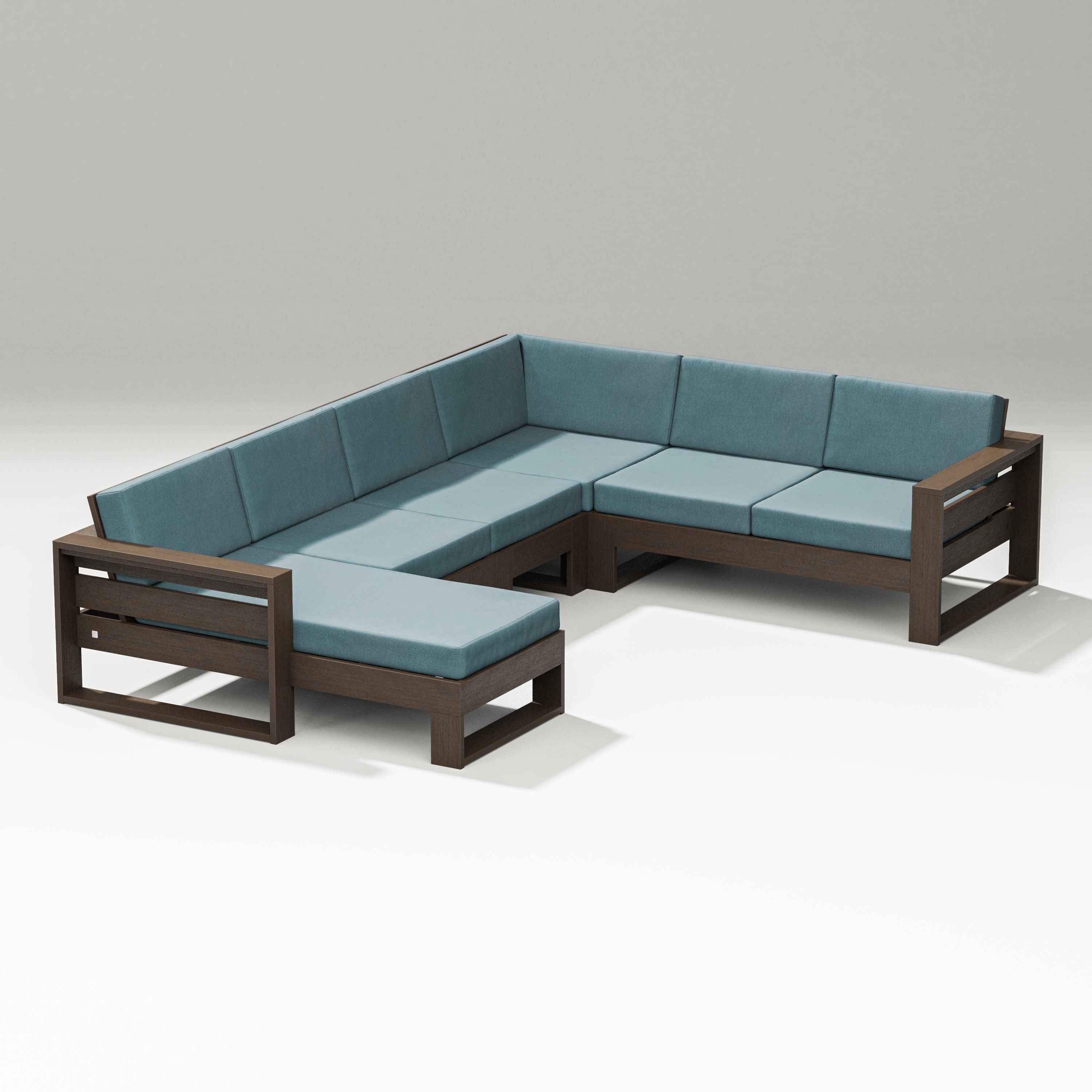 PW Designer Series Latitude Corner Sectional with Left Chaise in Kona / Ocean Teal