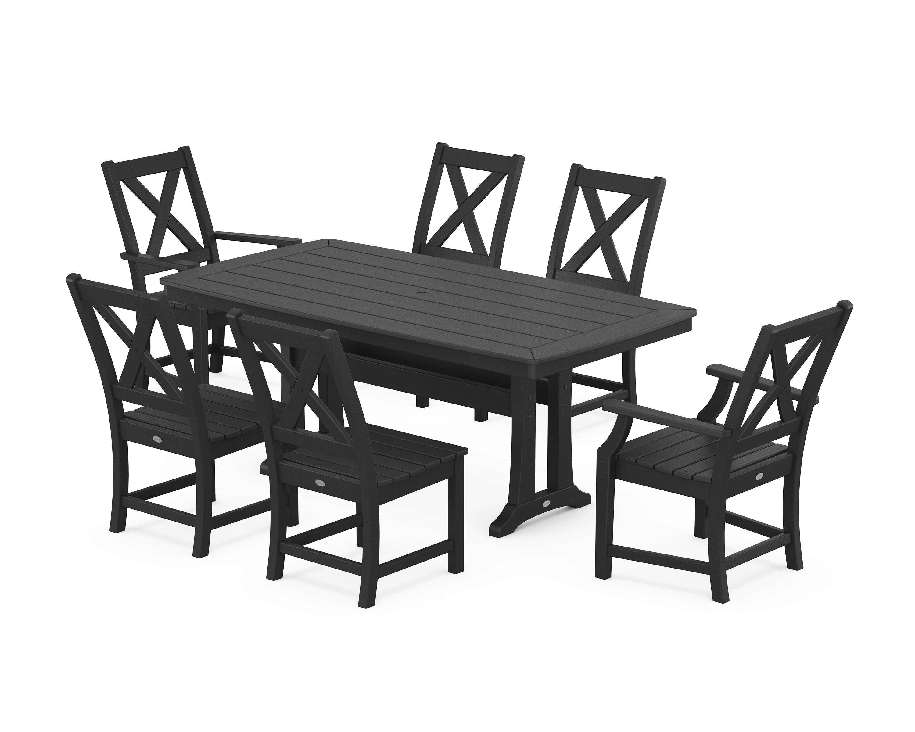 POLYWOOD® Braxton 7-Piece Dining Set with Trestle Legs in Black