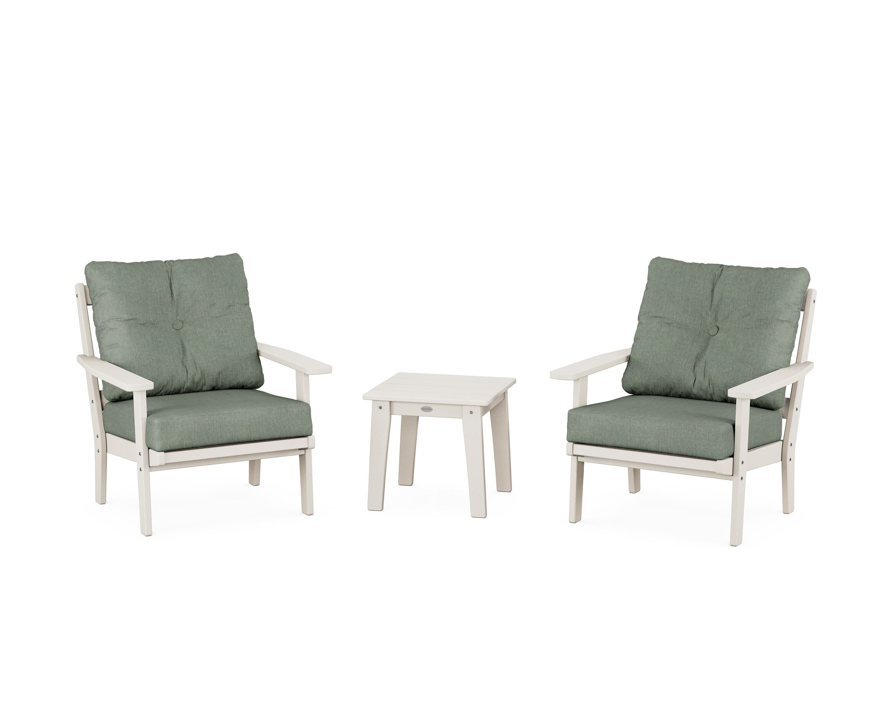 POLYWOOD Oxford 3-Piece Deep Seating Set in Sand / Cast Sage