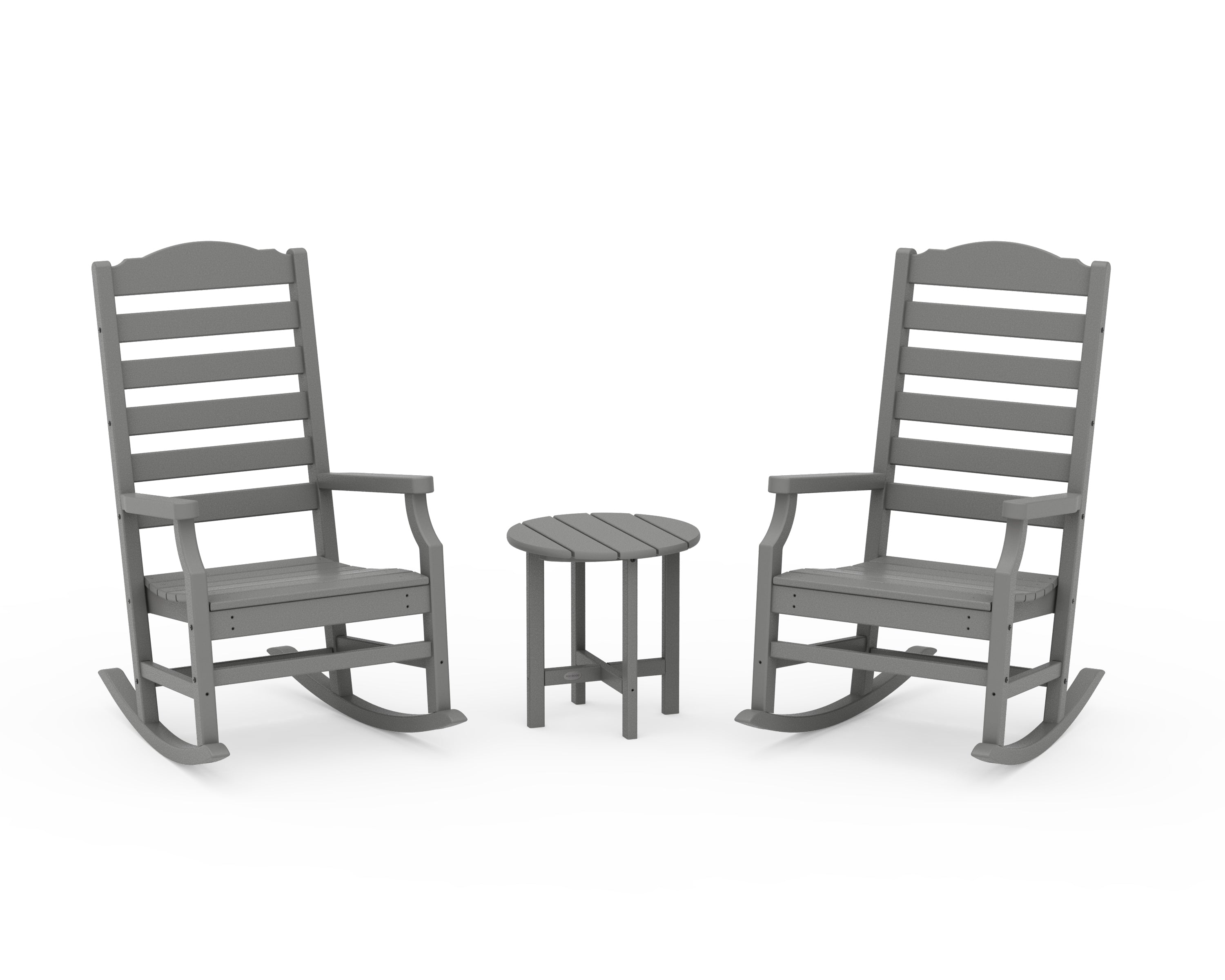 POLYWOOD Savannah 3-Piece Rocking Chair Set in Slate Grey