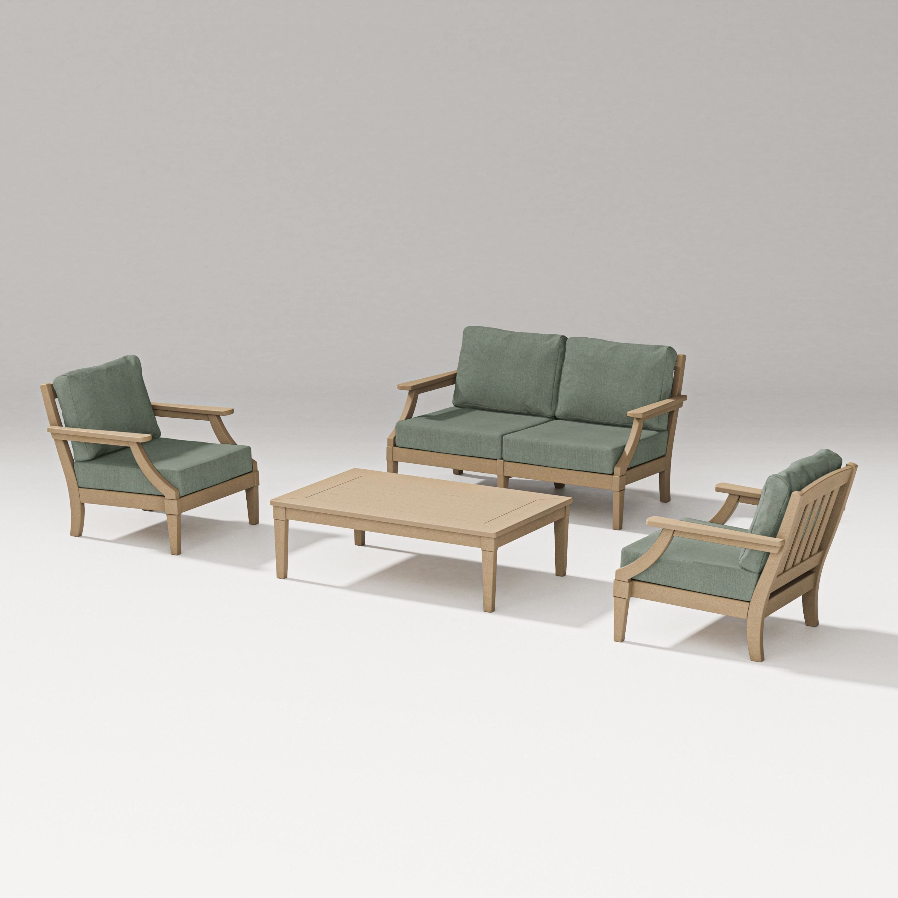 PW Designer Series Estate Lounge 4-Piece Loveseat Set in Vintage Sahara / Cast Sage