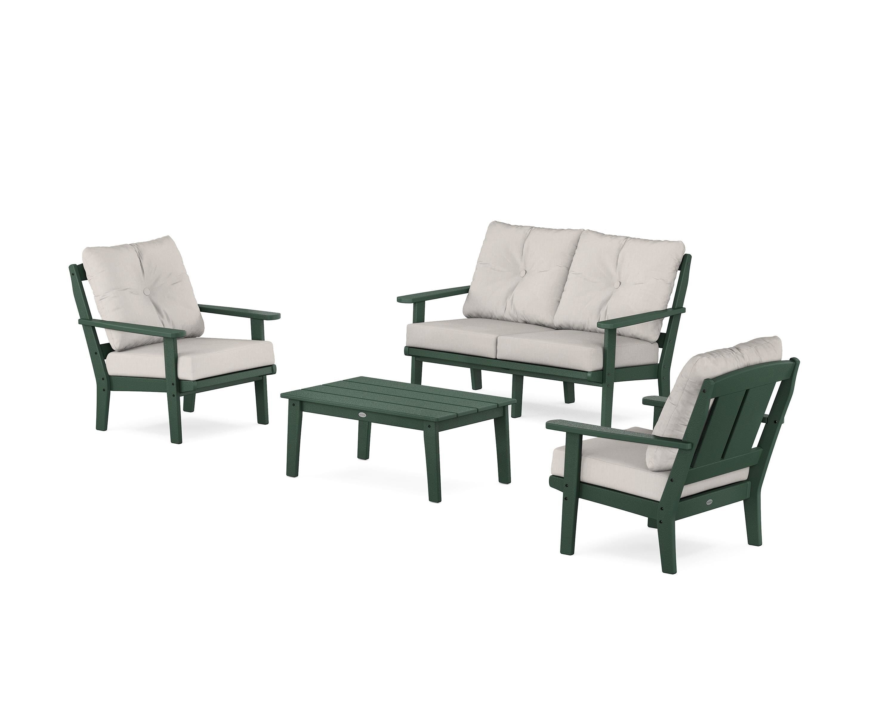 POLYWOOD Mission 4-Piece Deep Seating Set with Loveseat in Green / Cast Ash