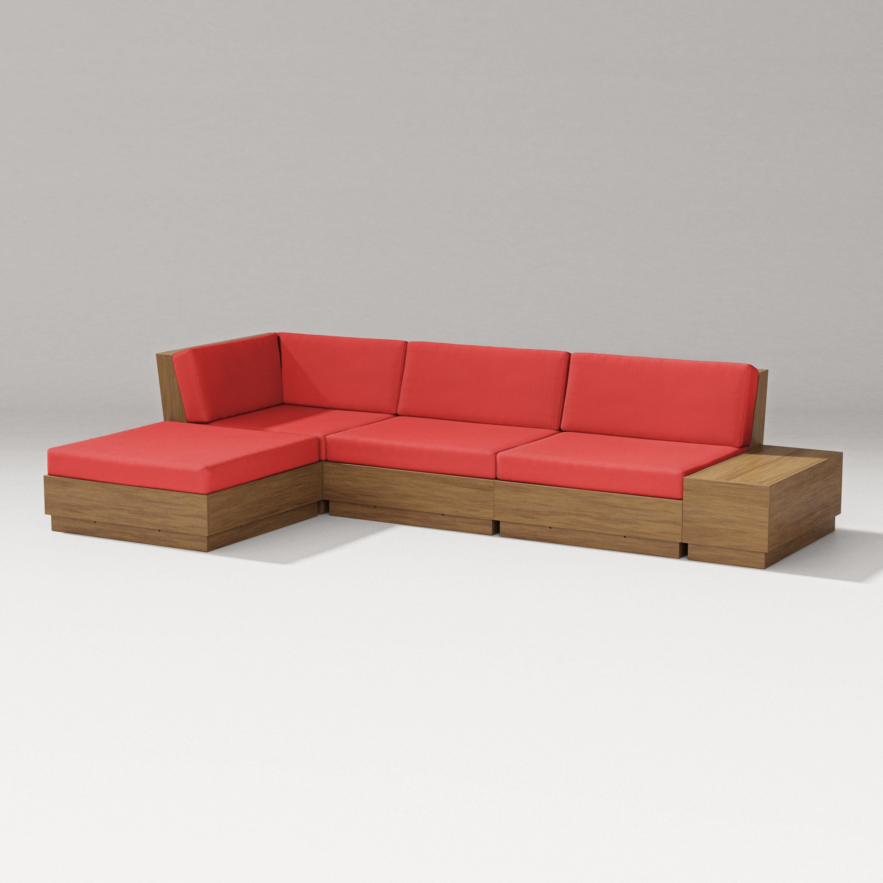 PW Designer Series Elevate Chaise Sectional in Natural / Crimson Linen