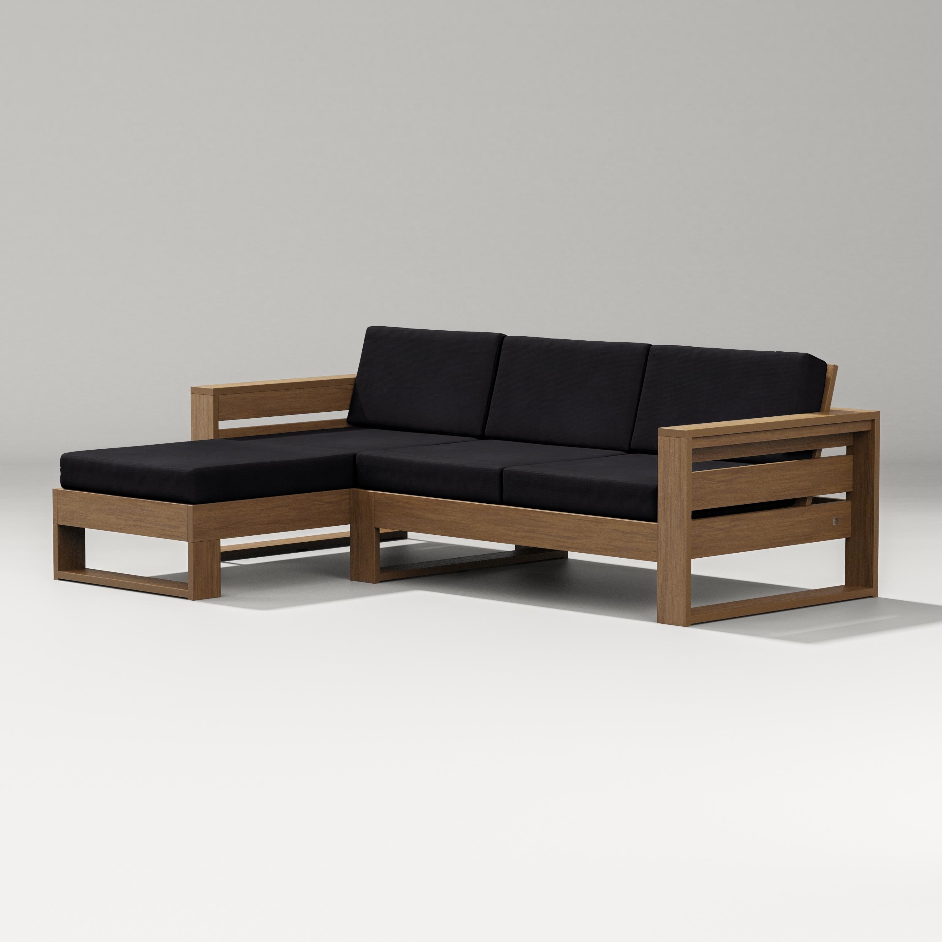PW Designer Series Latitude Left Chaise Sectional in Natural / Midnight Linen