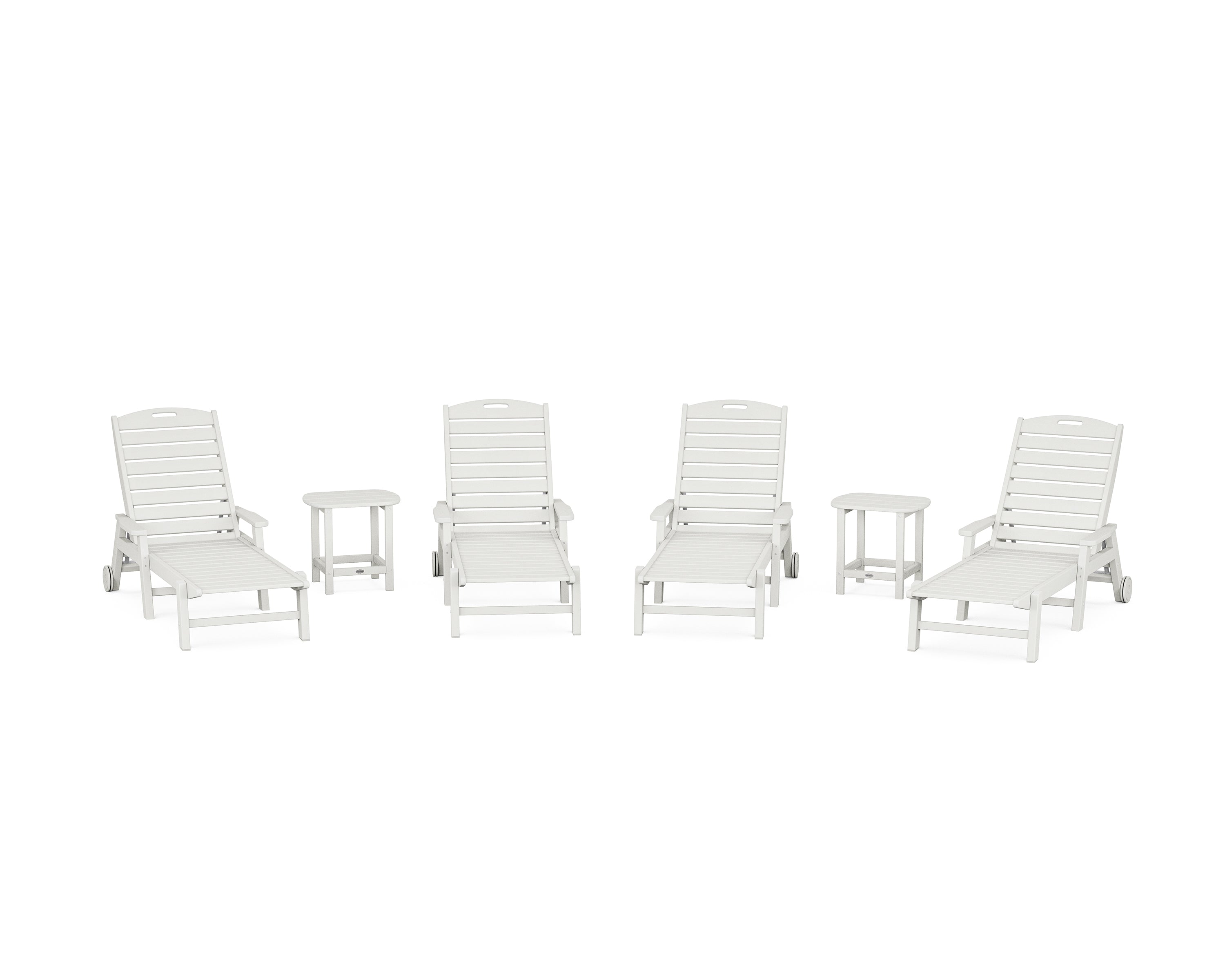 POLYWOOD Nautical Chaise 6-Piece Set with Arms & Wheels in Vintage White