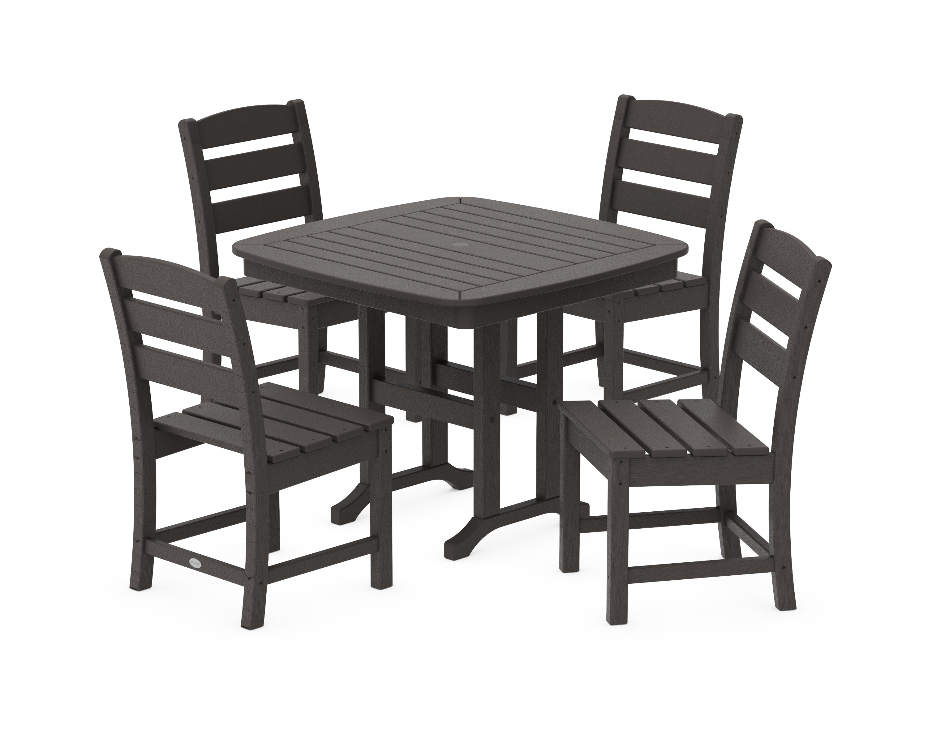 POLYWOOD Lakeside 5-Piece Side Chair Dining Set in Vintage Coffee