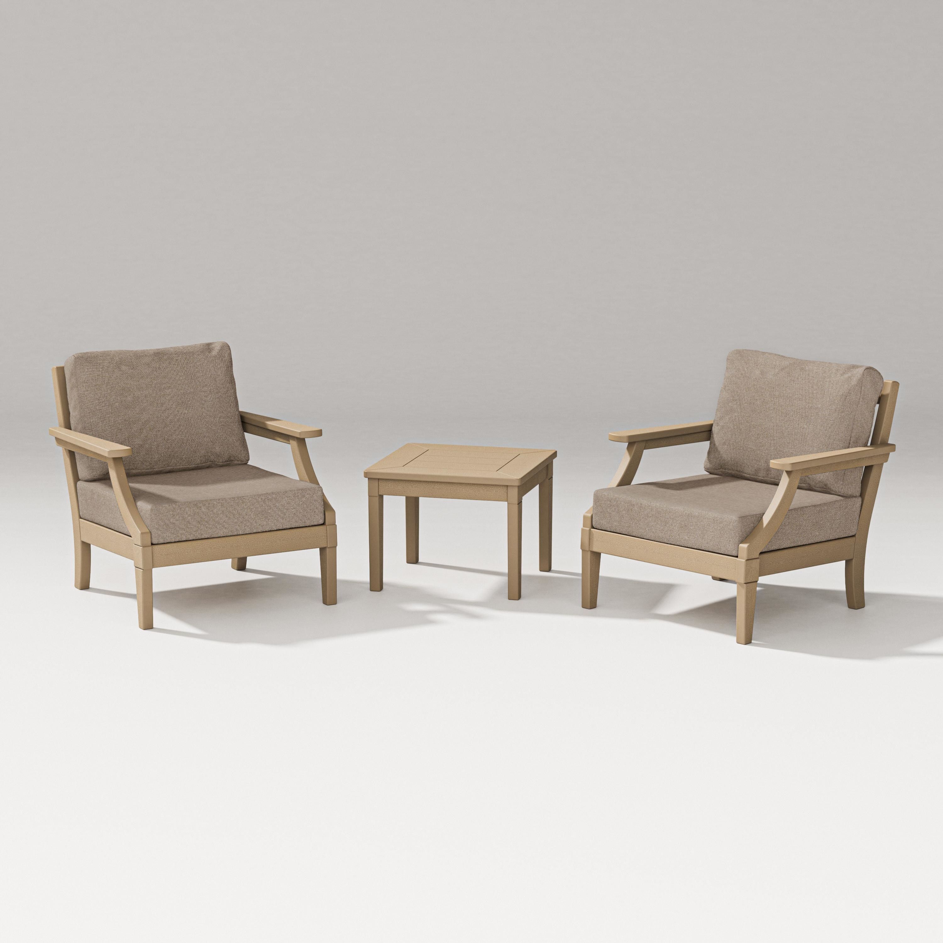 PW Designer Series Estate 3-Piece Lounge Chair Set in Vintage Sahara / Spiced Burlap