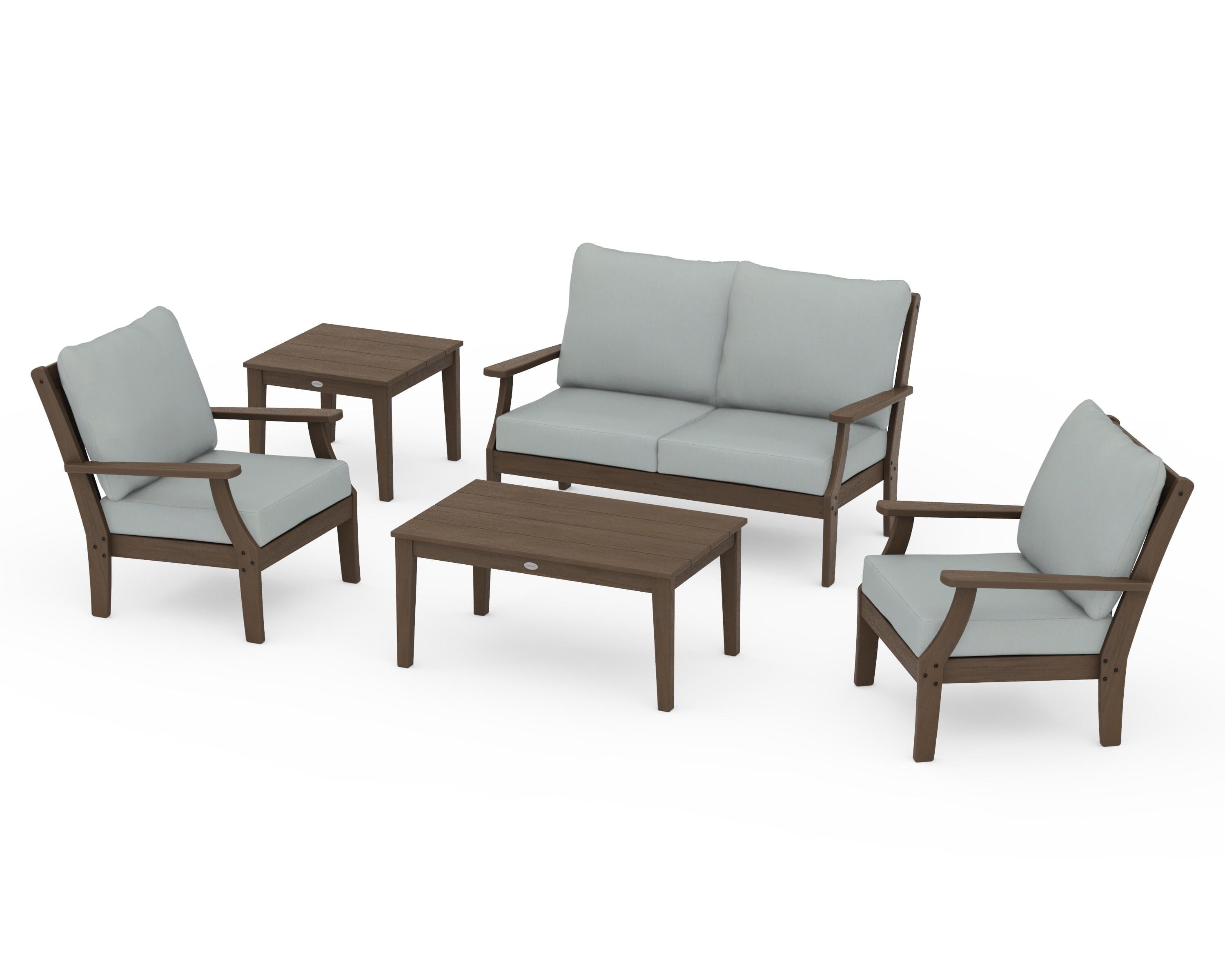 POLYWOOD Braxton 5-Piece Deep Seating Set in Kona / Spa