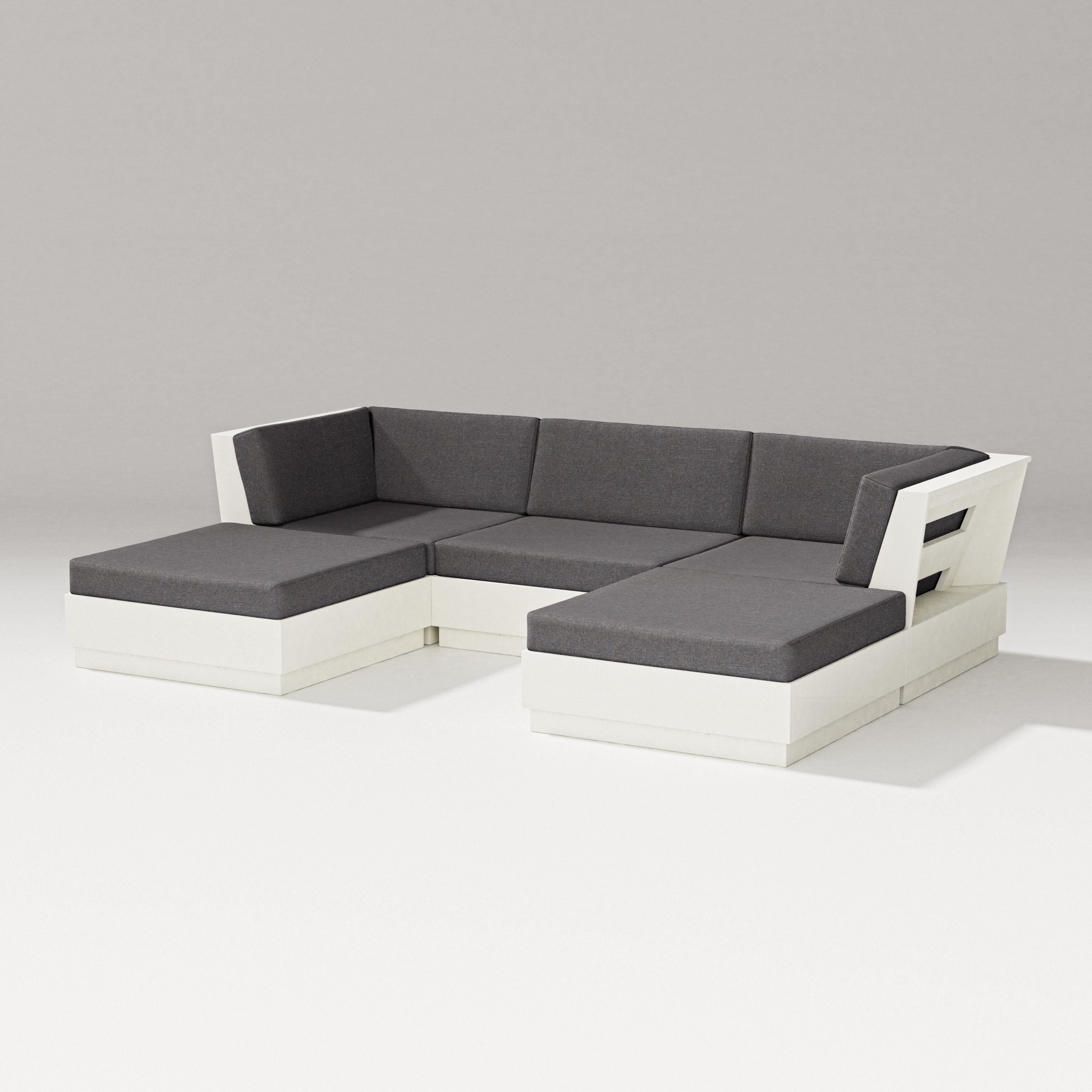 PW Designer Series Elevate Double Chaise Sectional in Vintage White / Ash Charcoal