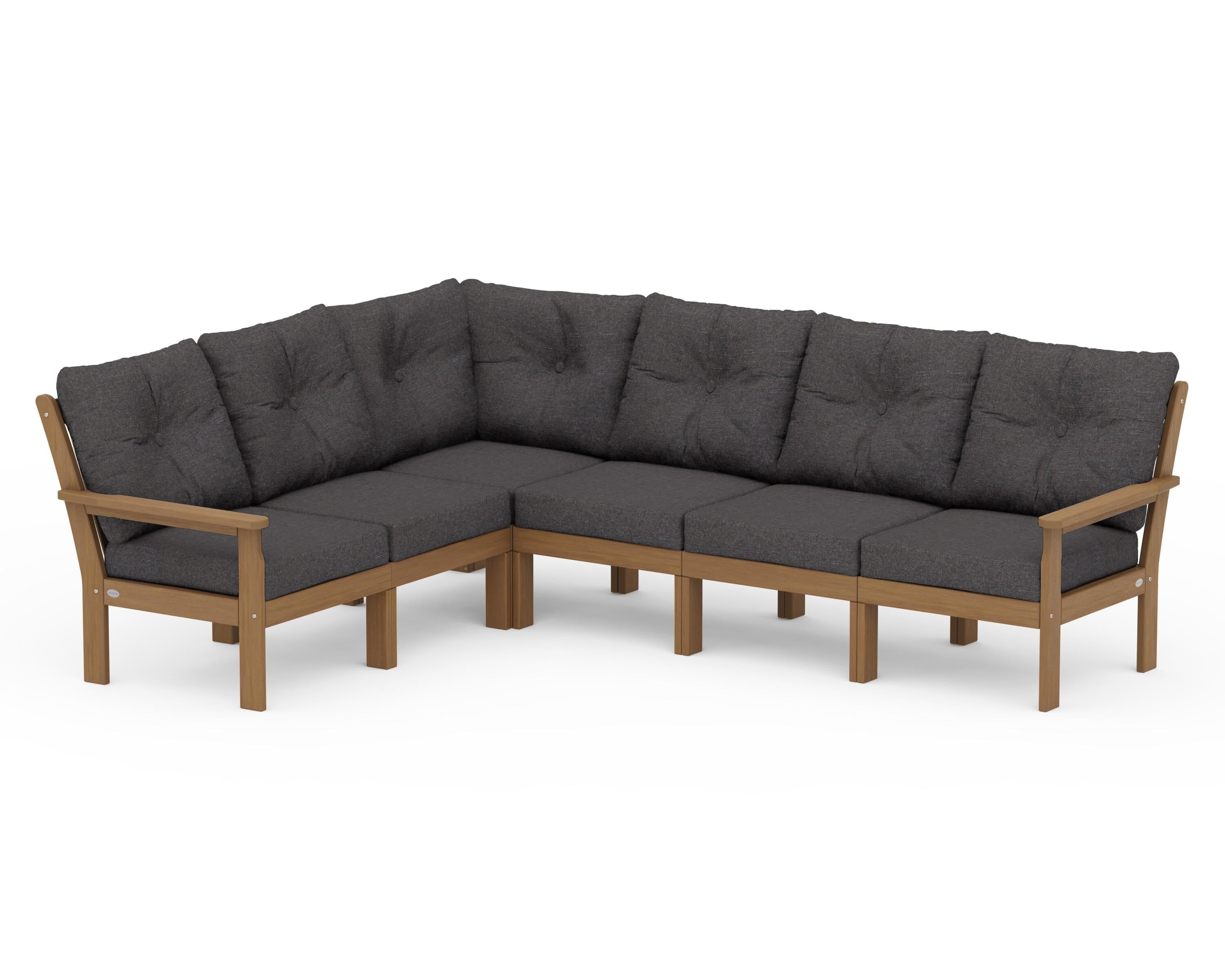 POLYWOOD Vineyard 6-Piece Sectional in Natural / Ash Charcoal