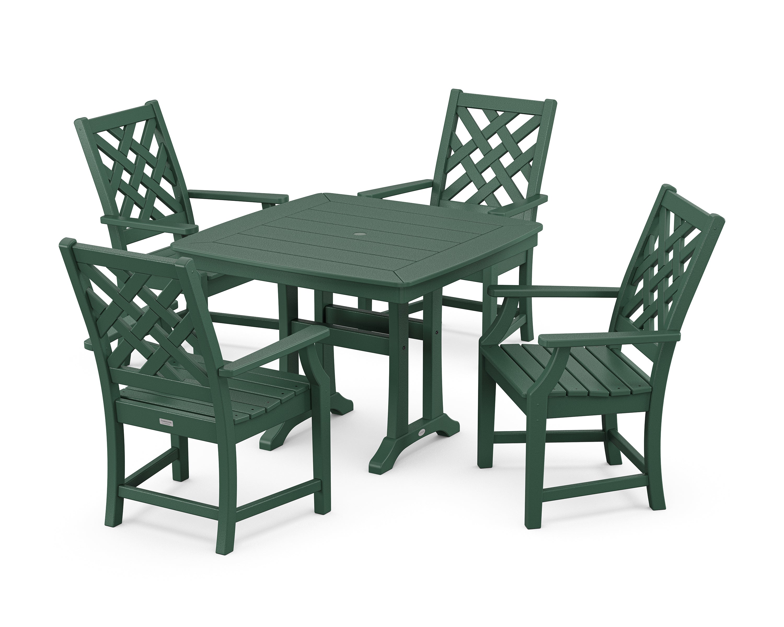 Country Living Wovendale 5-Piece Dining Set with Trestle Legs in Green