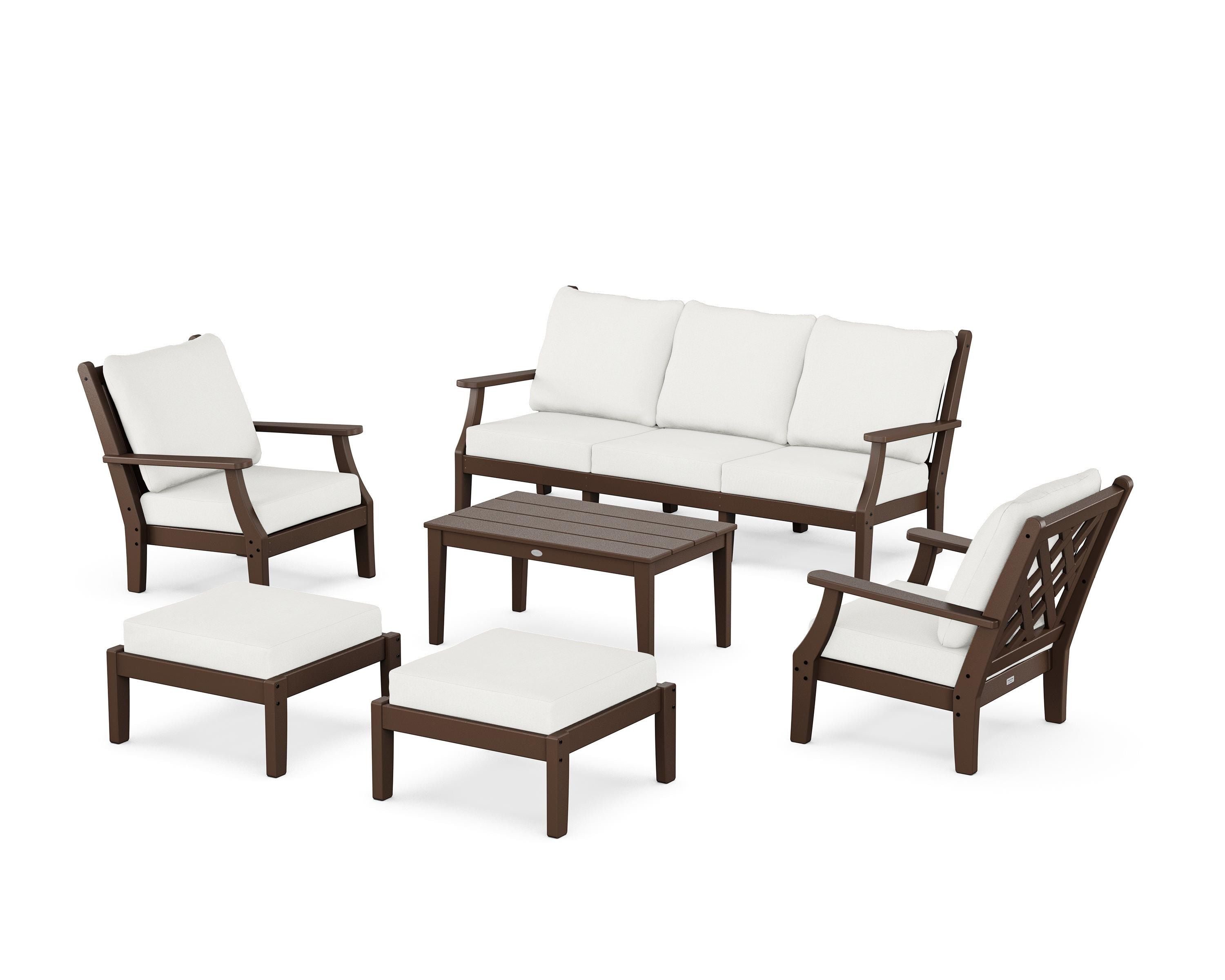 Country Living Wovendale 6-Piece Lounge Sofa Set in Mahogany / Natural Linen