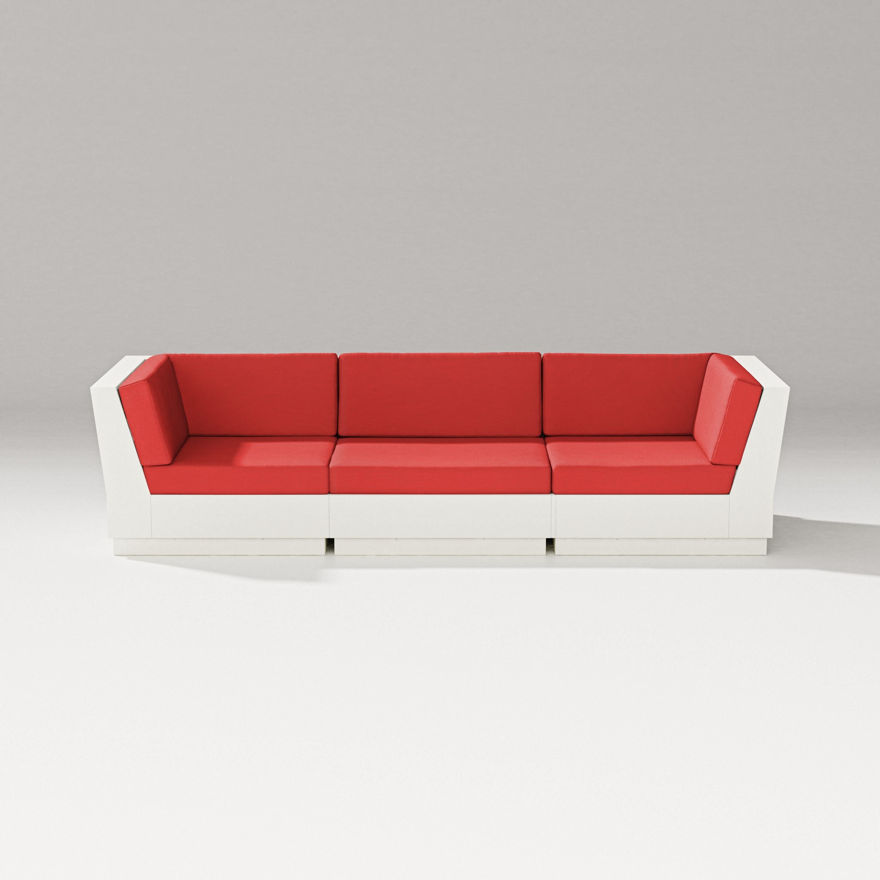 PW Designer Series Elevate Sofa Sectional in Vintage White / Crimson Linen
