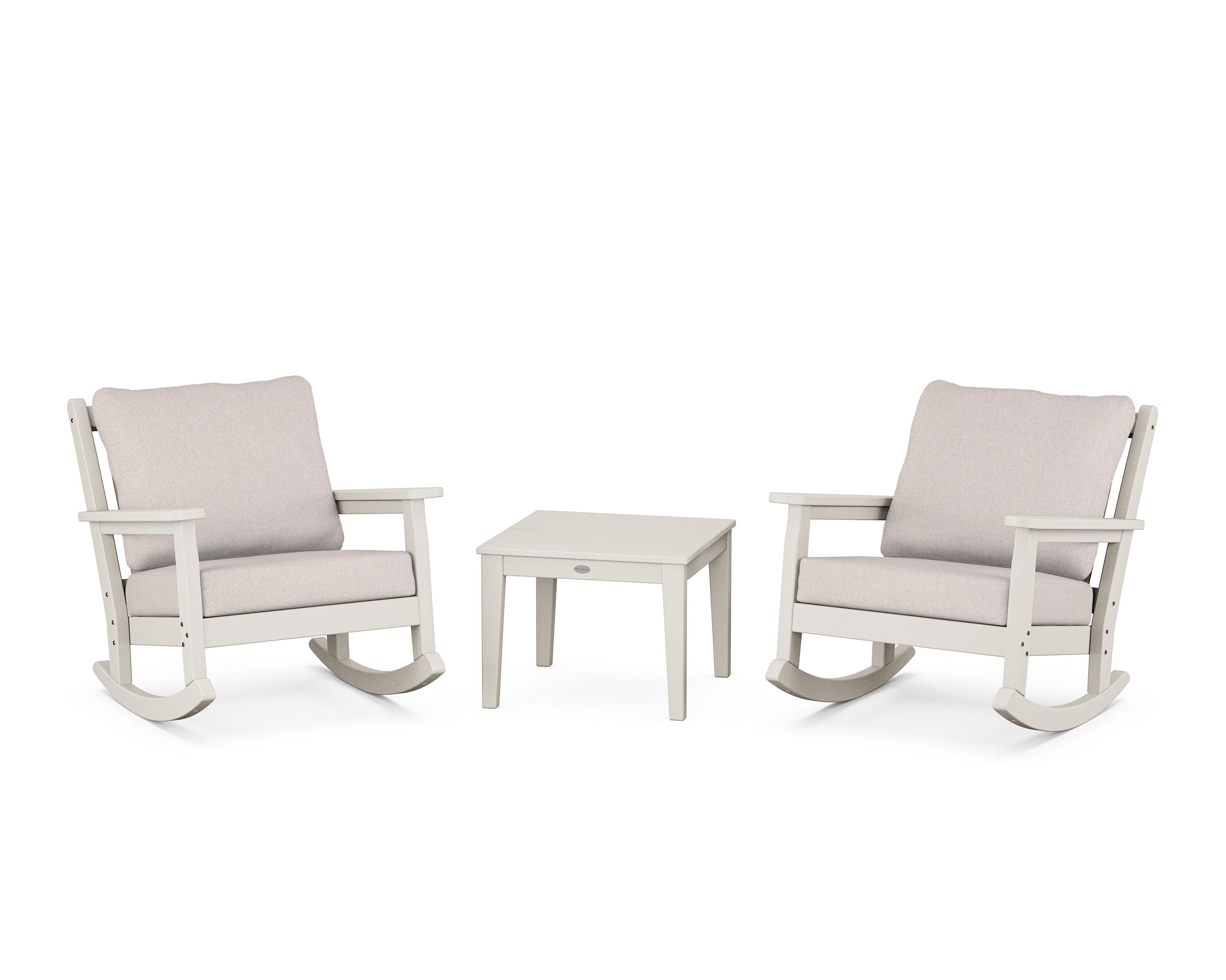 POLYWOOD Chippendale 3-Piece Deep Seating Rocker Set in Sand / Dune Burlap
