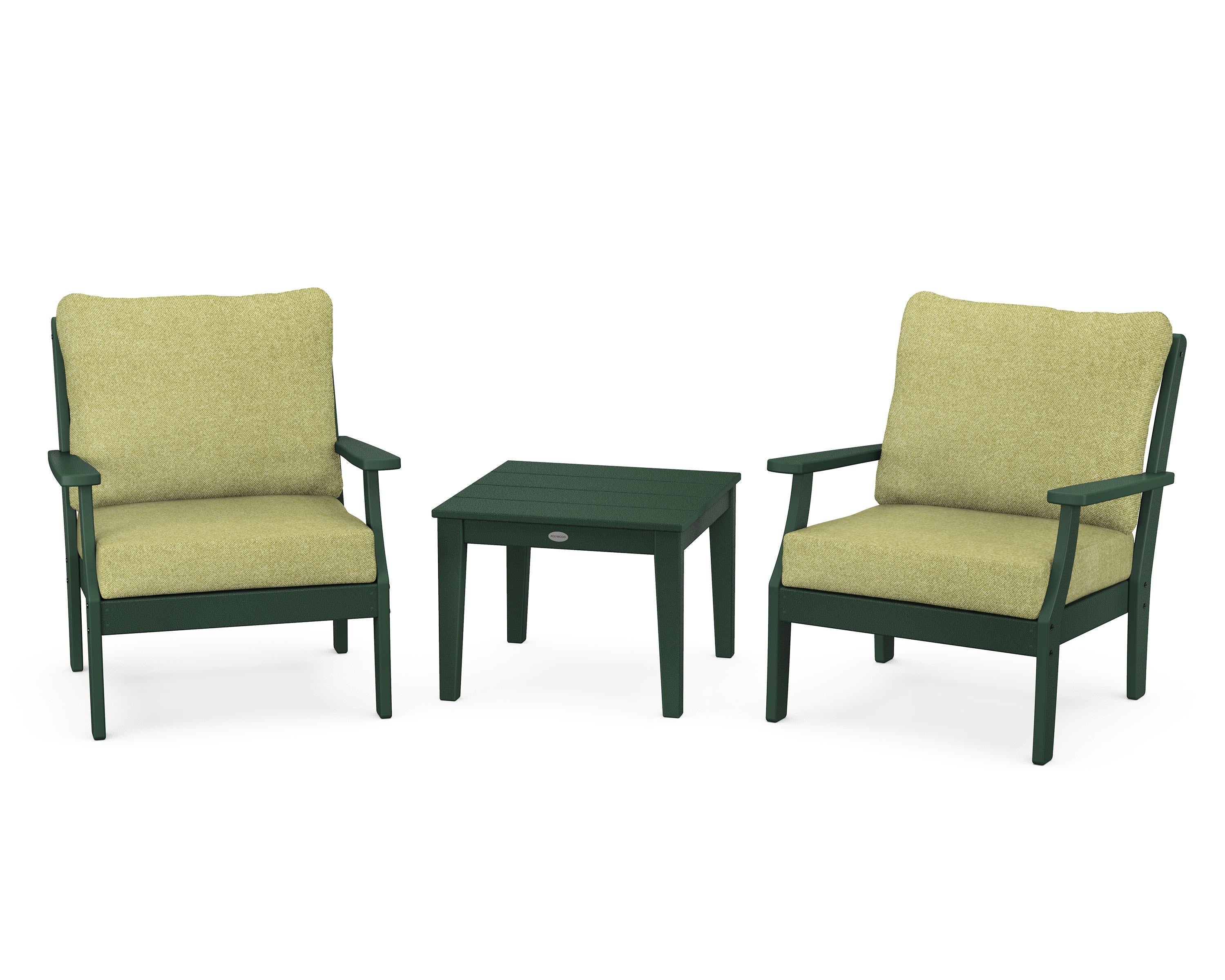 POLYWOOD Braxton 3-Piece Deep Seating Set in Green / Chartreuse Boucle