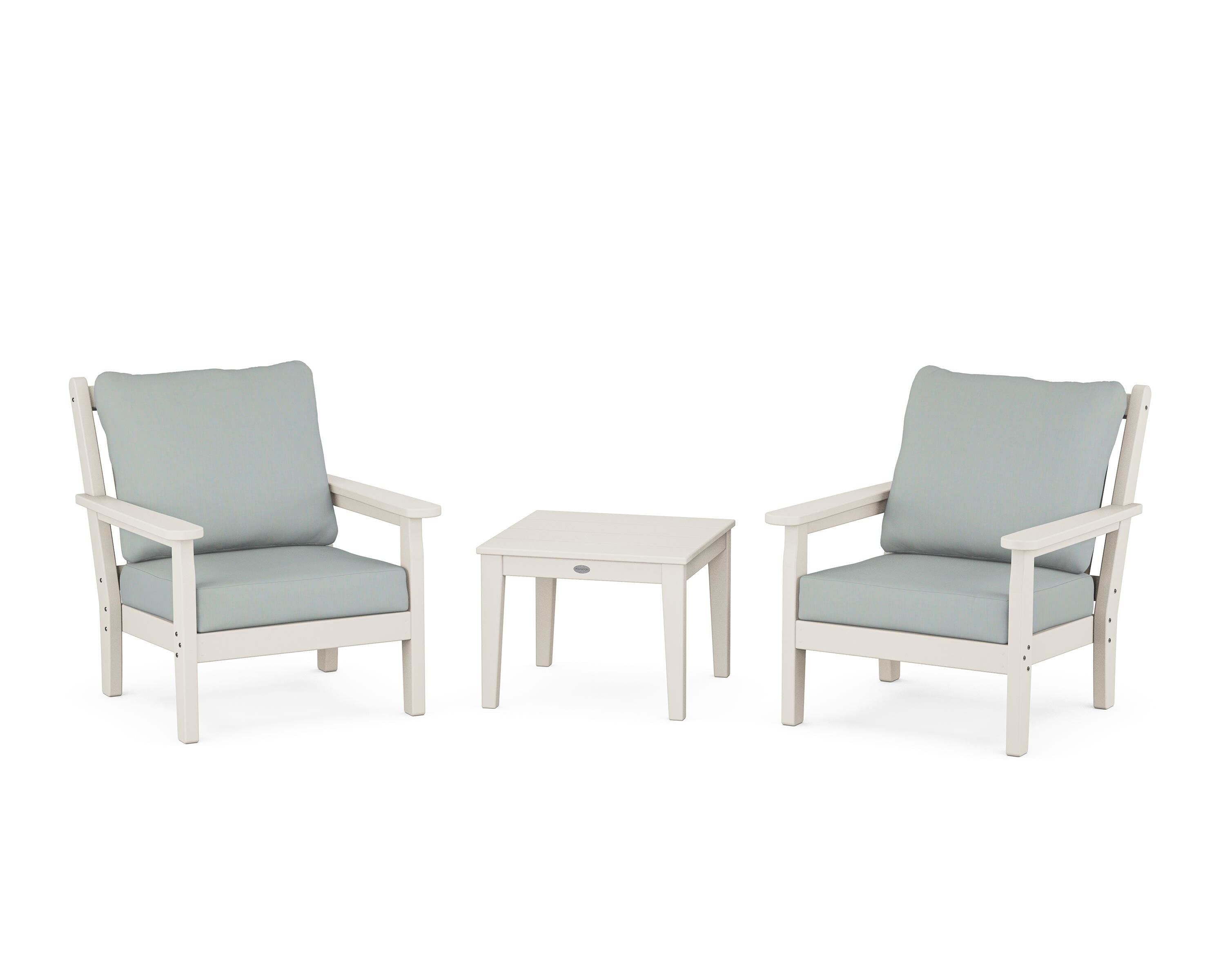 POLYWOOD Chippendale 3-Piece Deep Seating Set in Sand / Spa