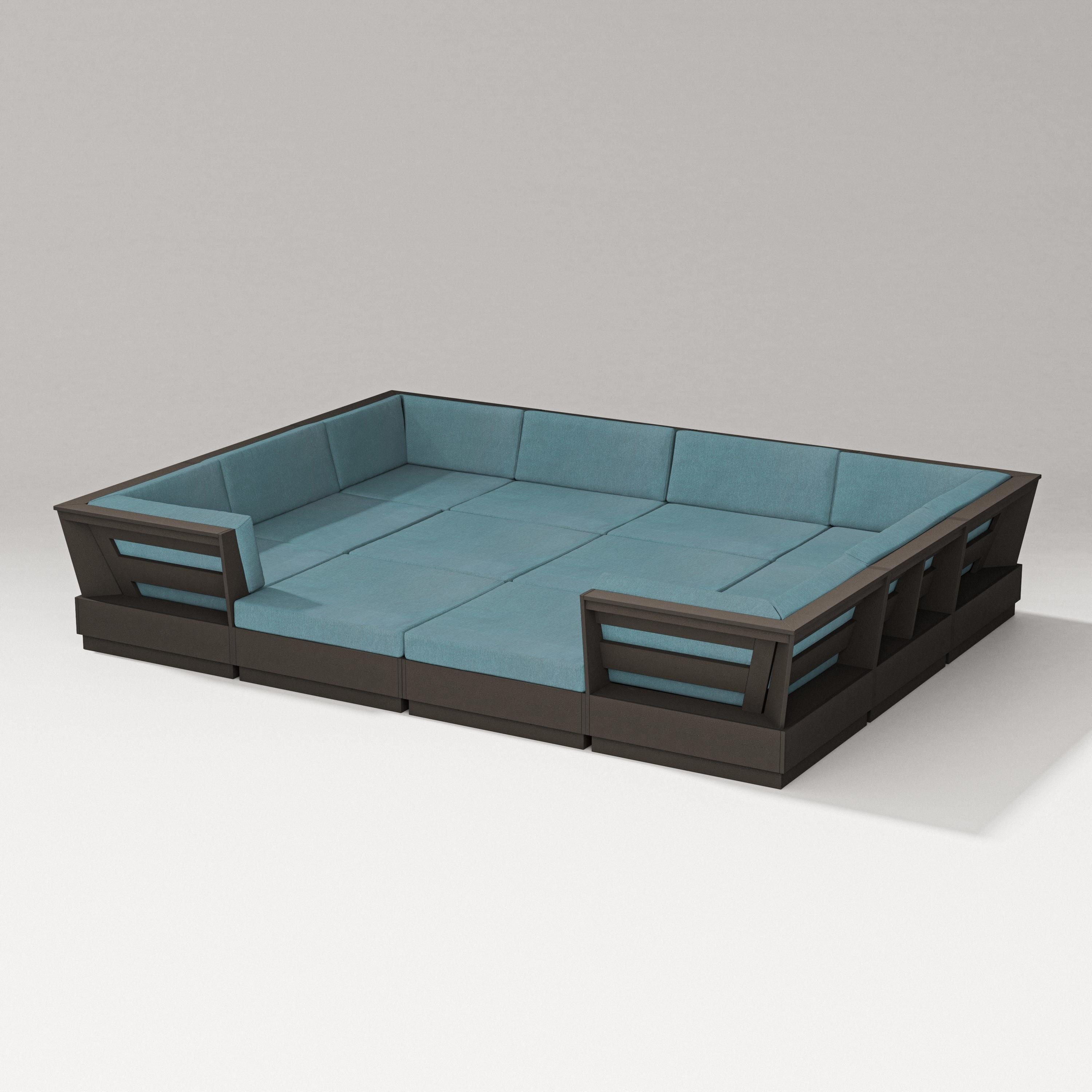 PW Designer Series Elevate 12-Piece Pit Sectional in Vintage Coffee / Ocean Teal