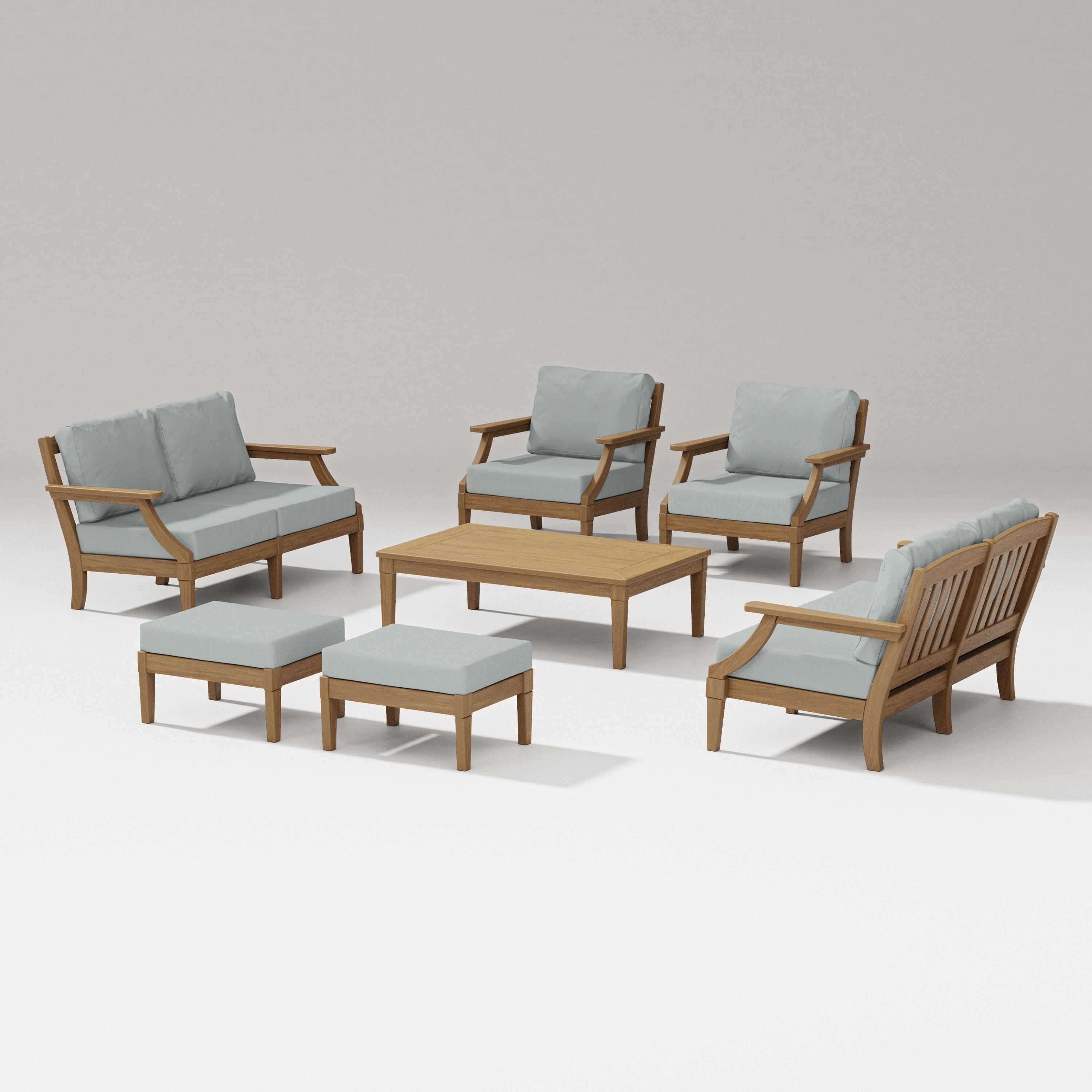 PW Designer Series Estate 7-Piece Lounge Loveseat Set in Natural / Spa