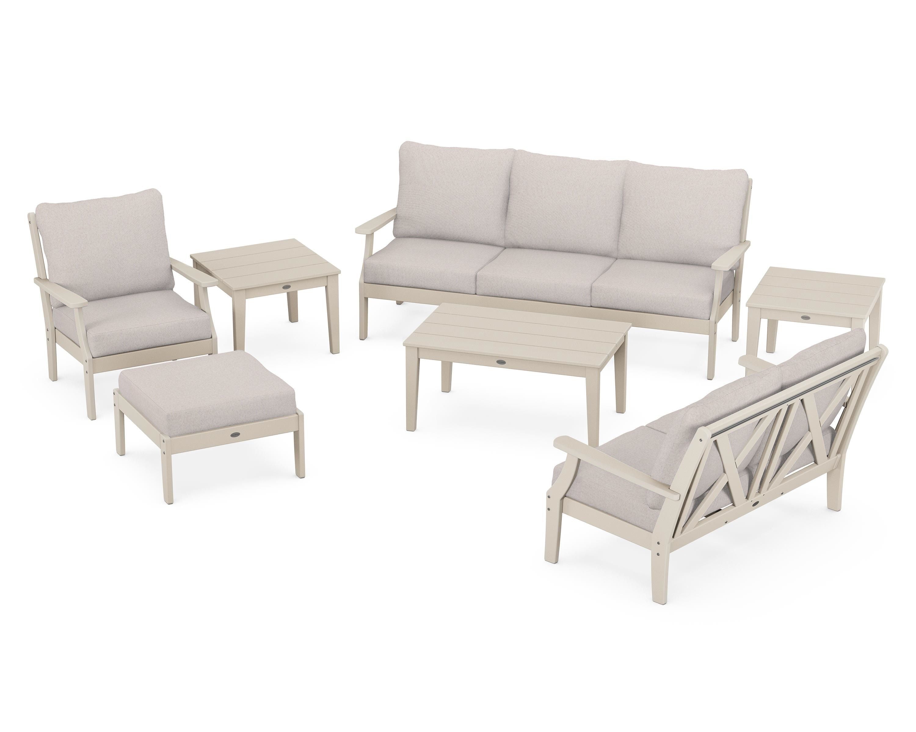 POLYWOOD Braxton 7-Piece Deep Seating Set in Sand / Dune Burlap