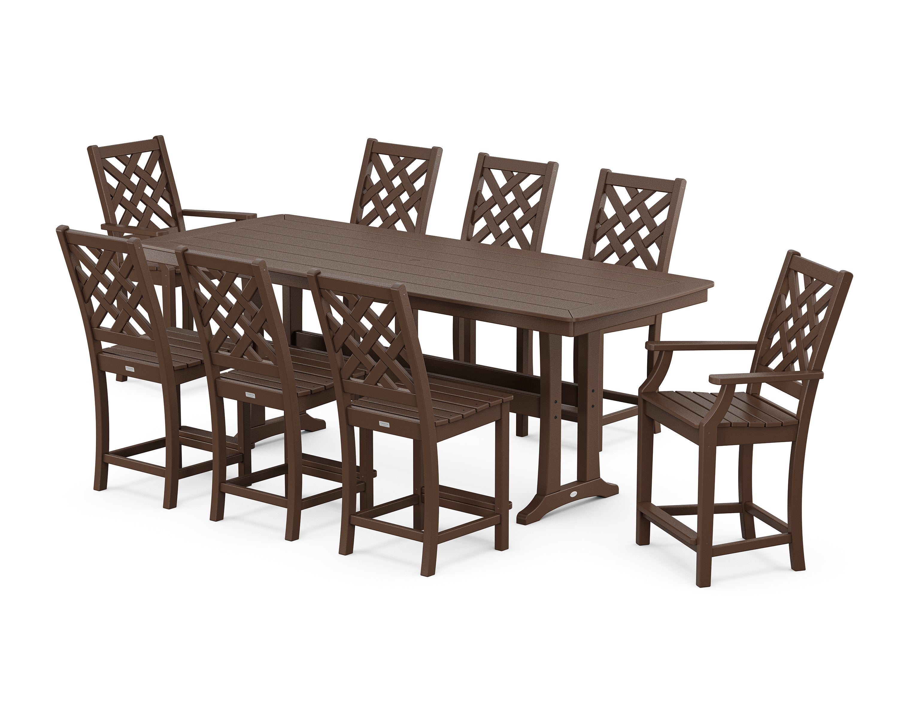 Country Living Wovendale 9-Piece Counter Set with Trestle Legs in Mahogany