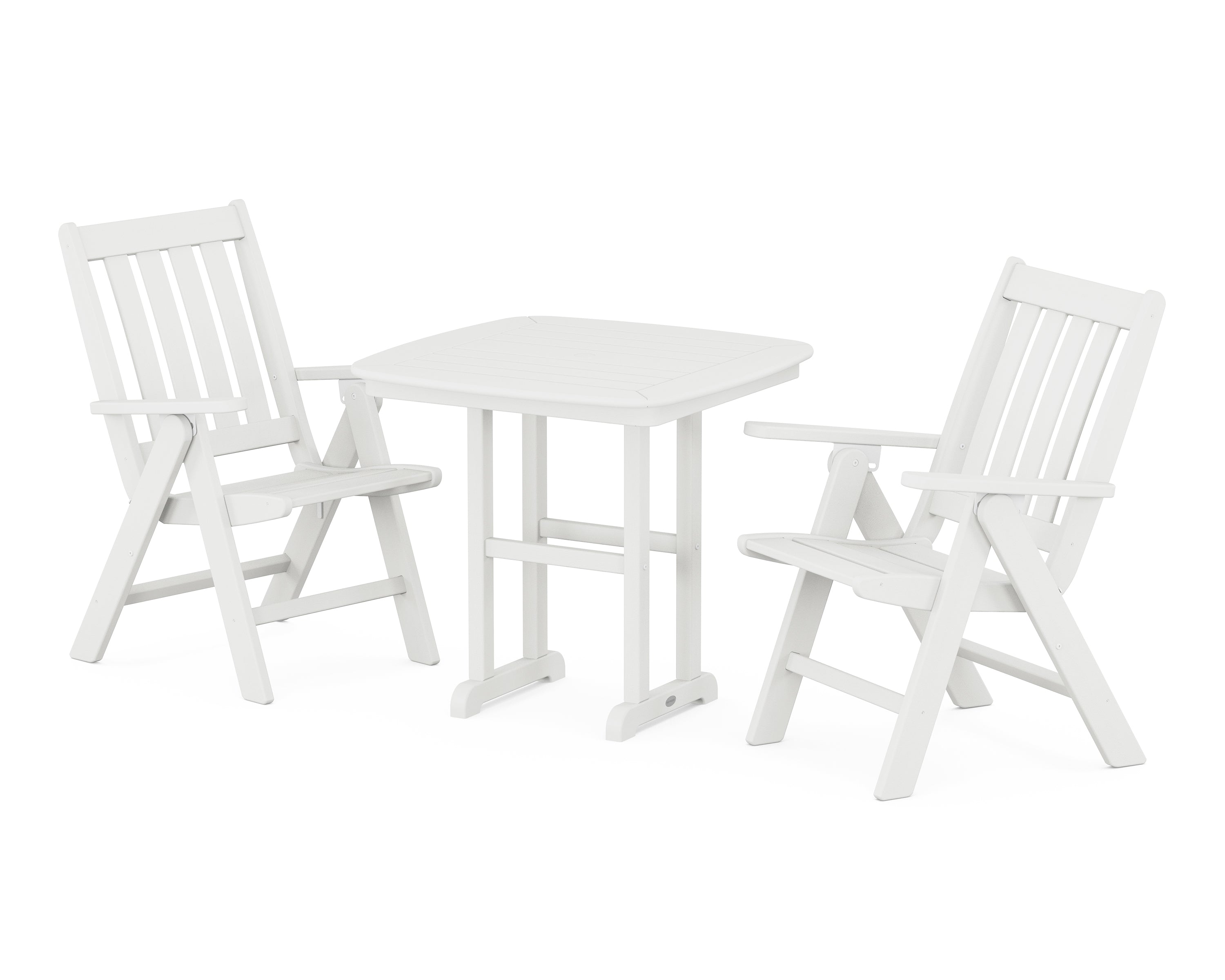 POLYWOOD® Vineyard Folding Chair 3-Piece Dining Set in Vintage White