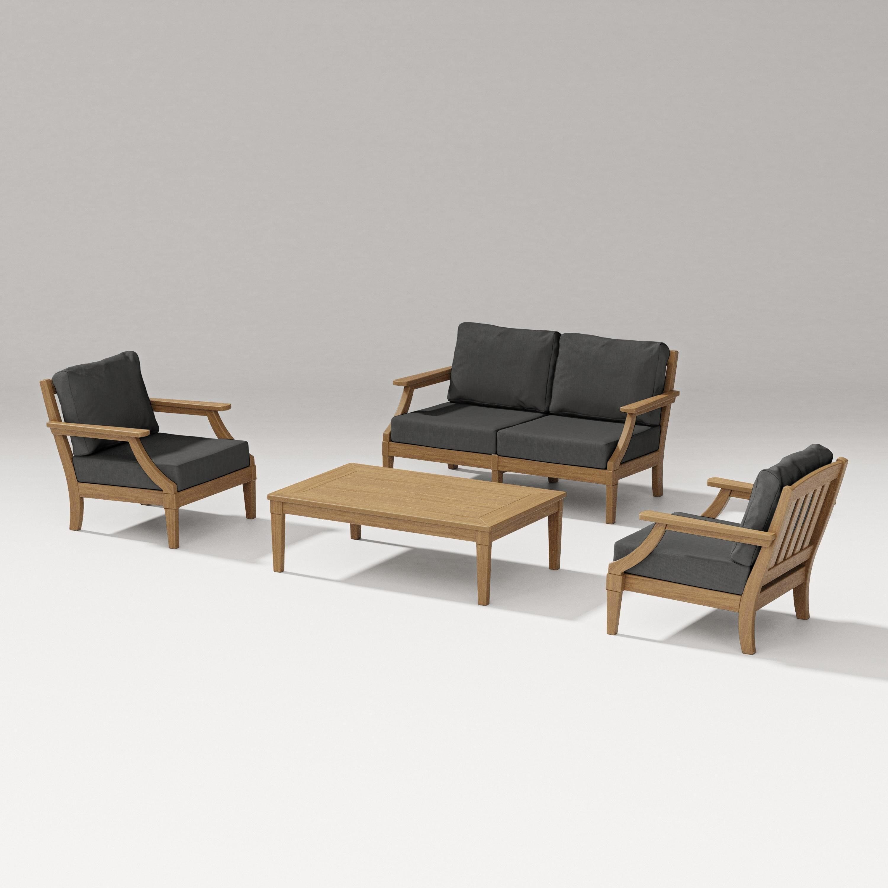PW Designer Series Estate Lounge 4-Piece Loveseat Set in Natural / Spectrum Carbon