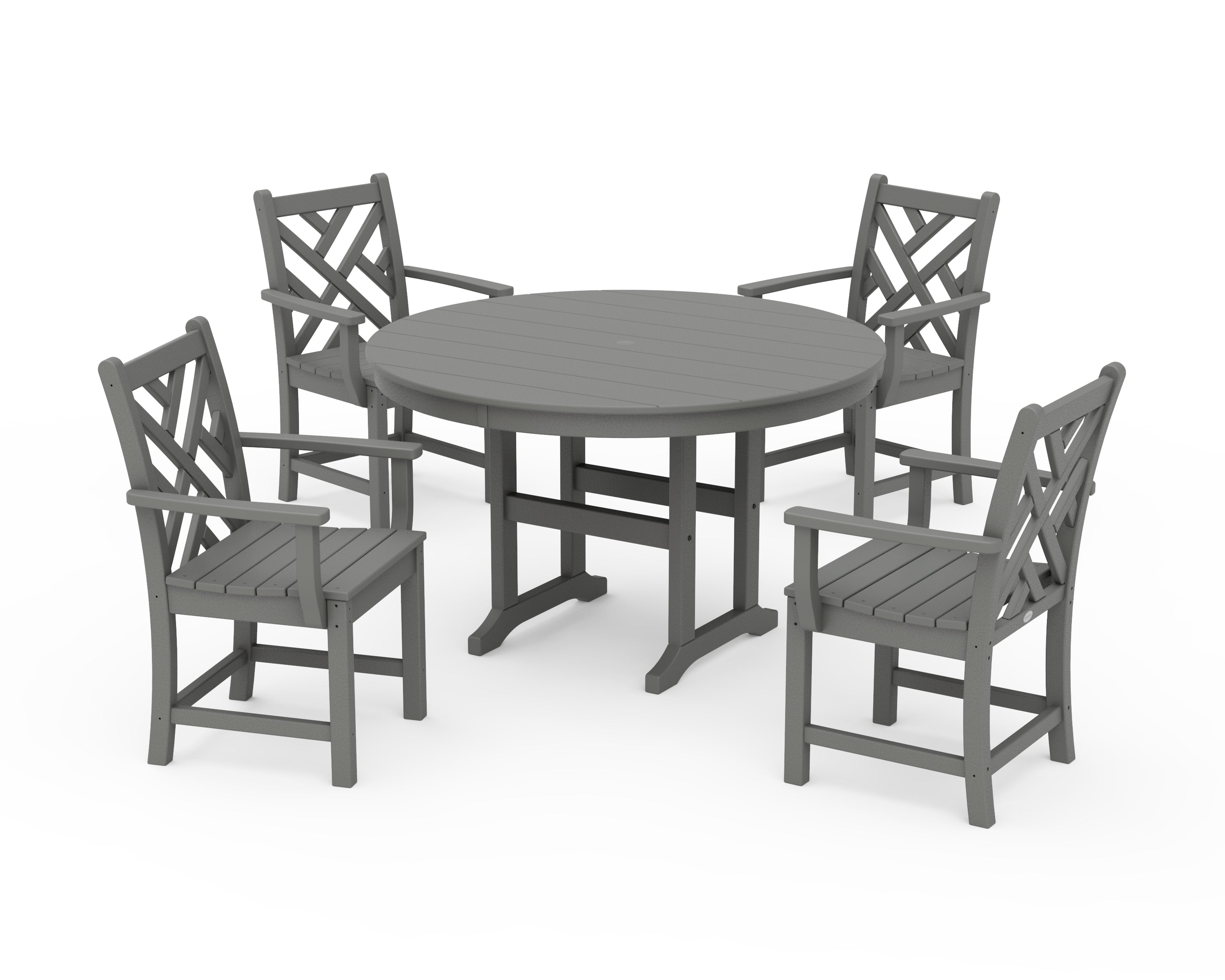 POLYWOOD Chippendale 5-Piece Round Farmhouse Dining Set in Slate Grey