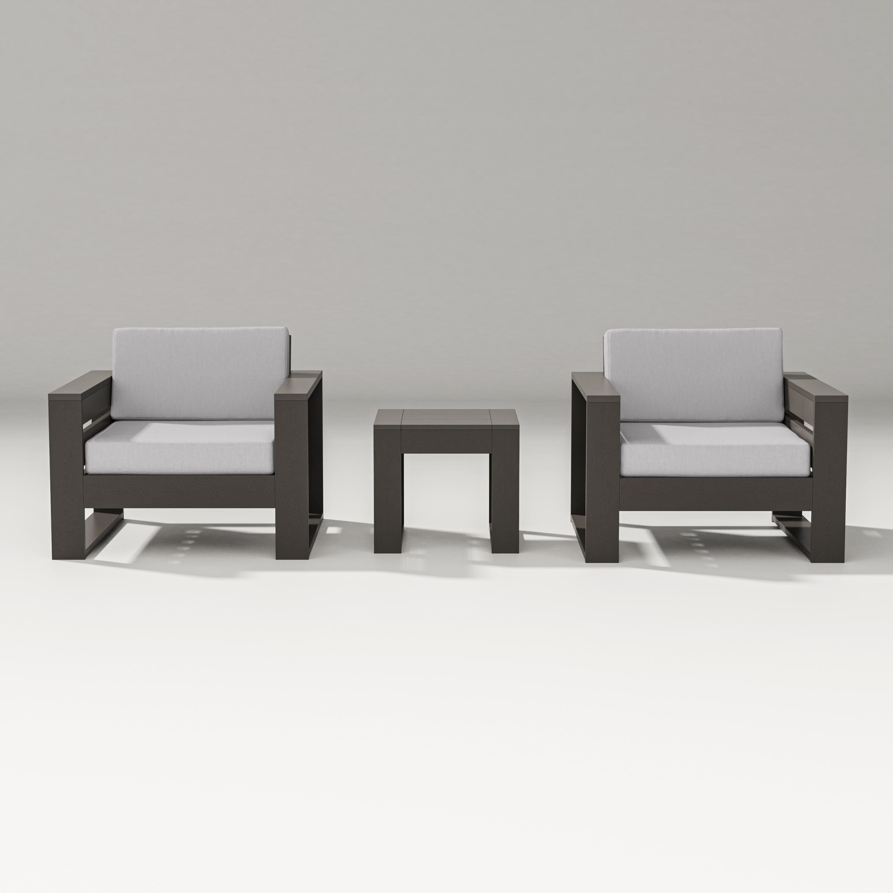 PW Designer Series Latitude 3-Piece Lounge Chair Set in Vintage Coffee / Granite
