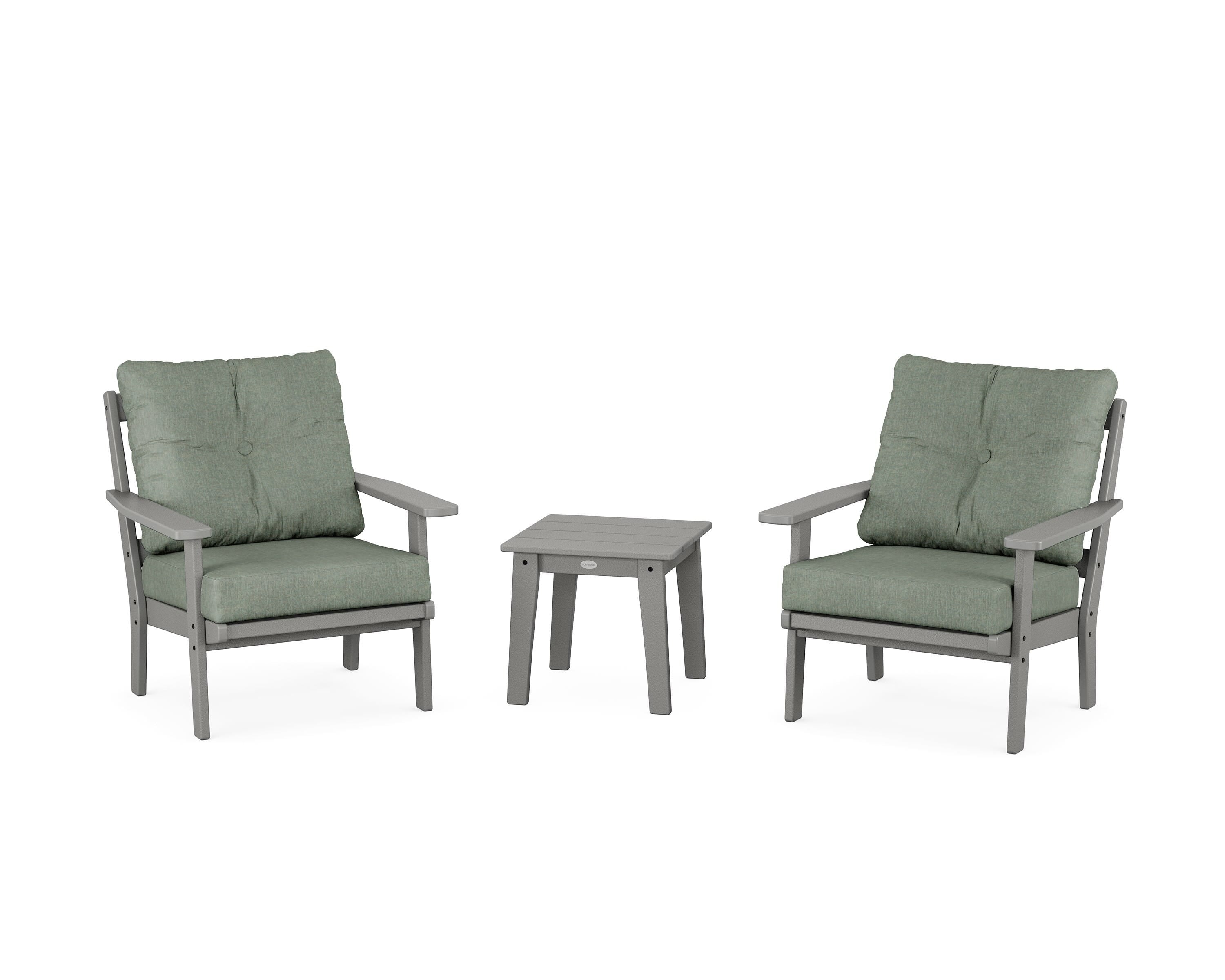 POLYWOOD Prairie 3-Piece Deep Seating Set in Slate Grey / Cast Sage