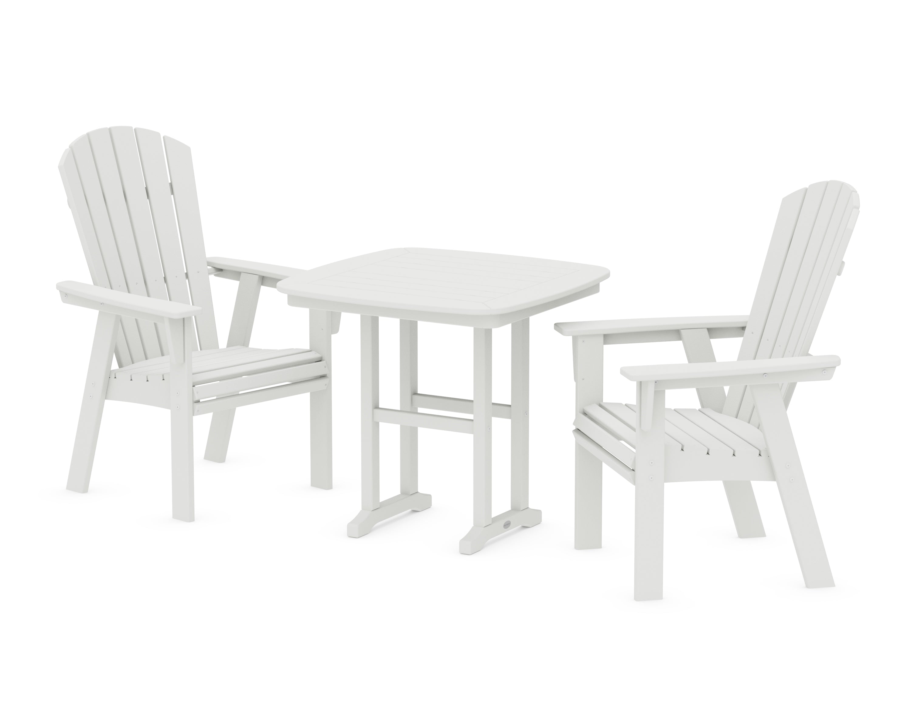 POLYWOOD Nautical Adirondack 3-Piece Dining Set in Vintage White