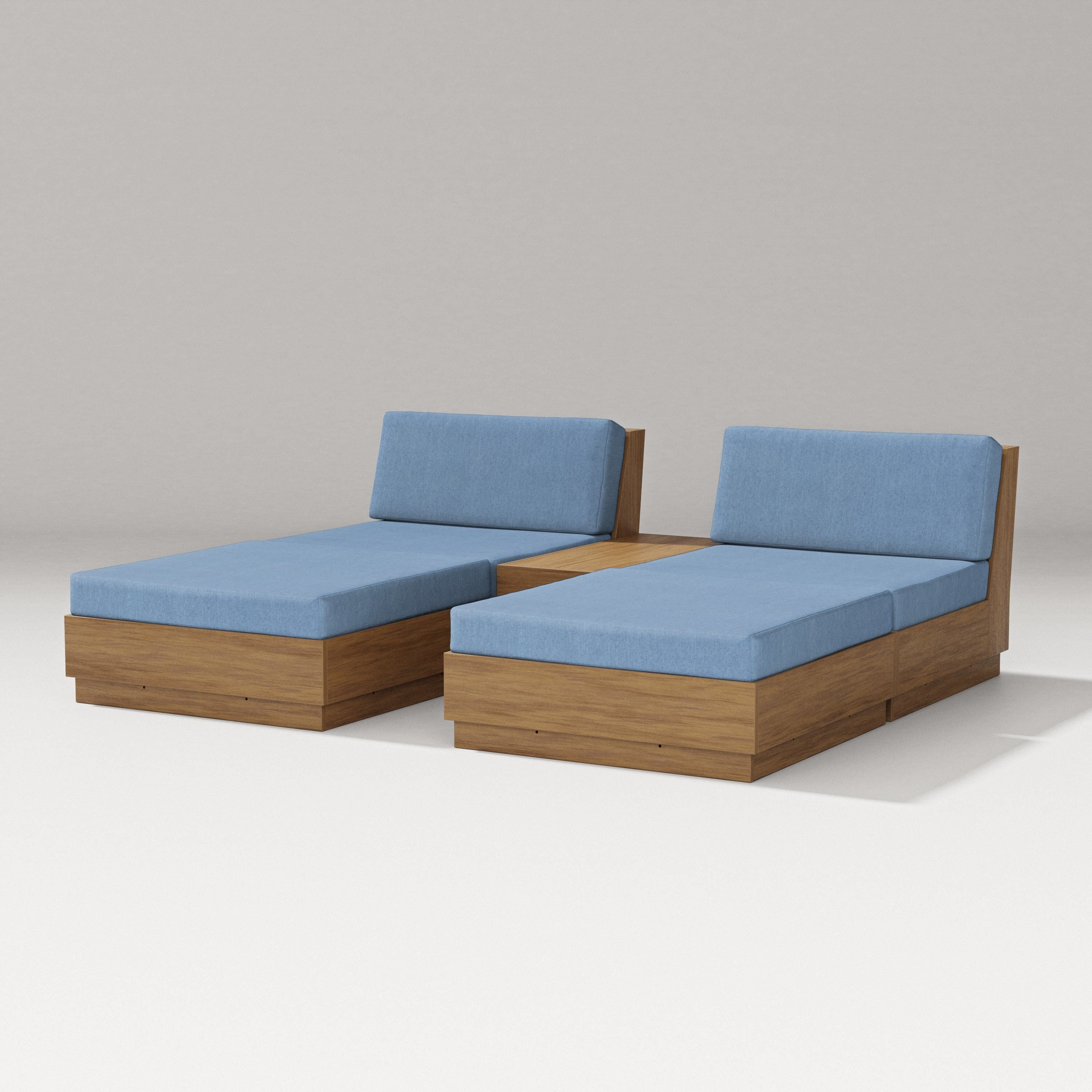 PW Designer Series Elevate Double Chaise Set in Natural / Sky Blue