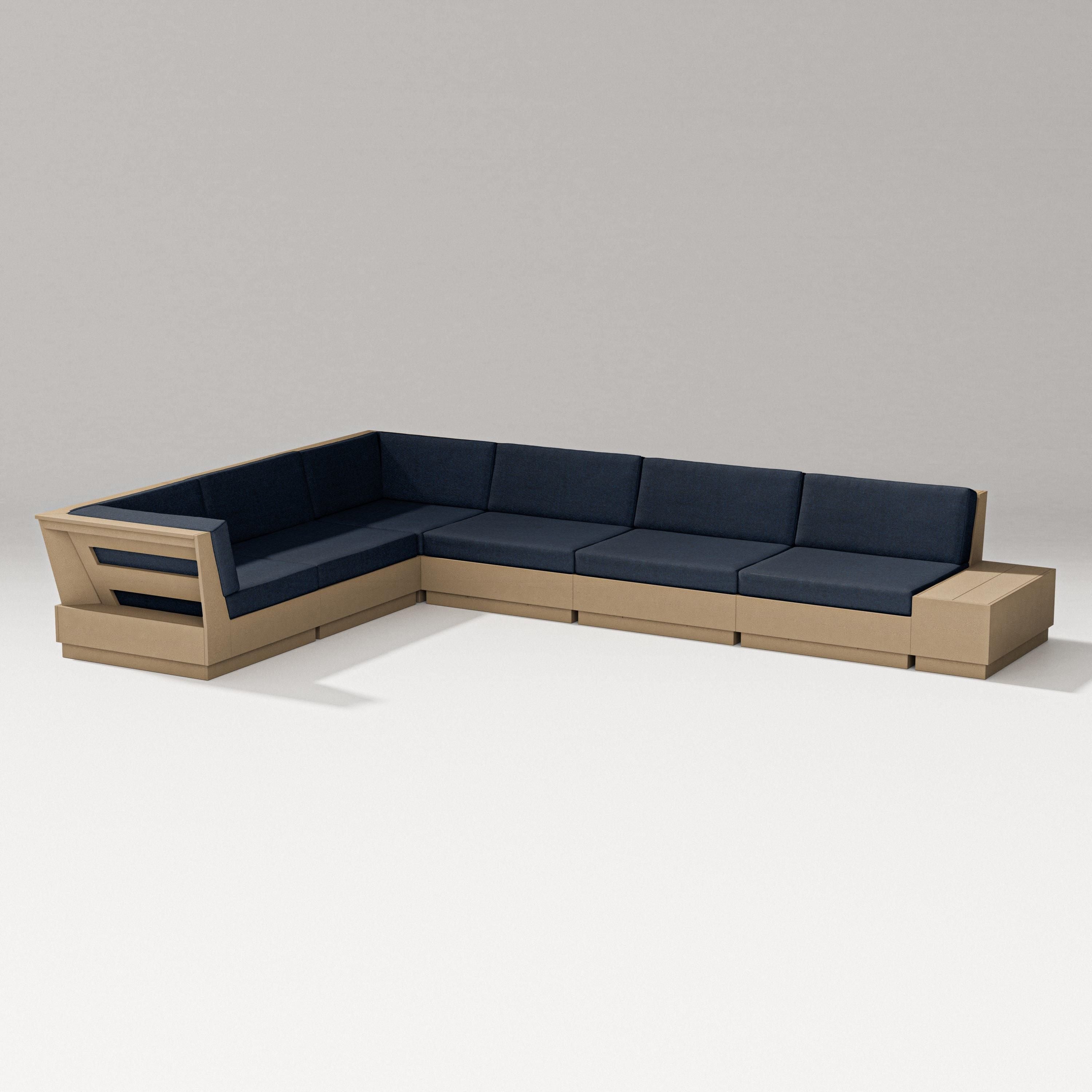 PW Designer Series Elevate 7-Piece Corner Sectional in Vintage Sahara / Marine Indigo