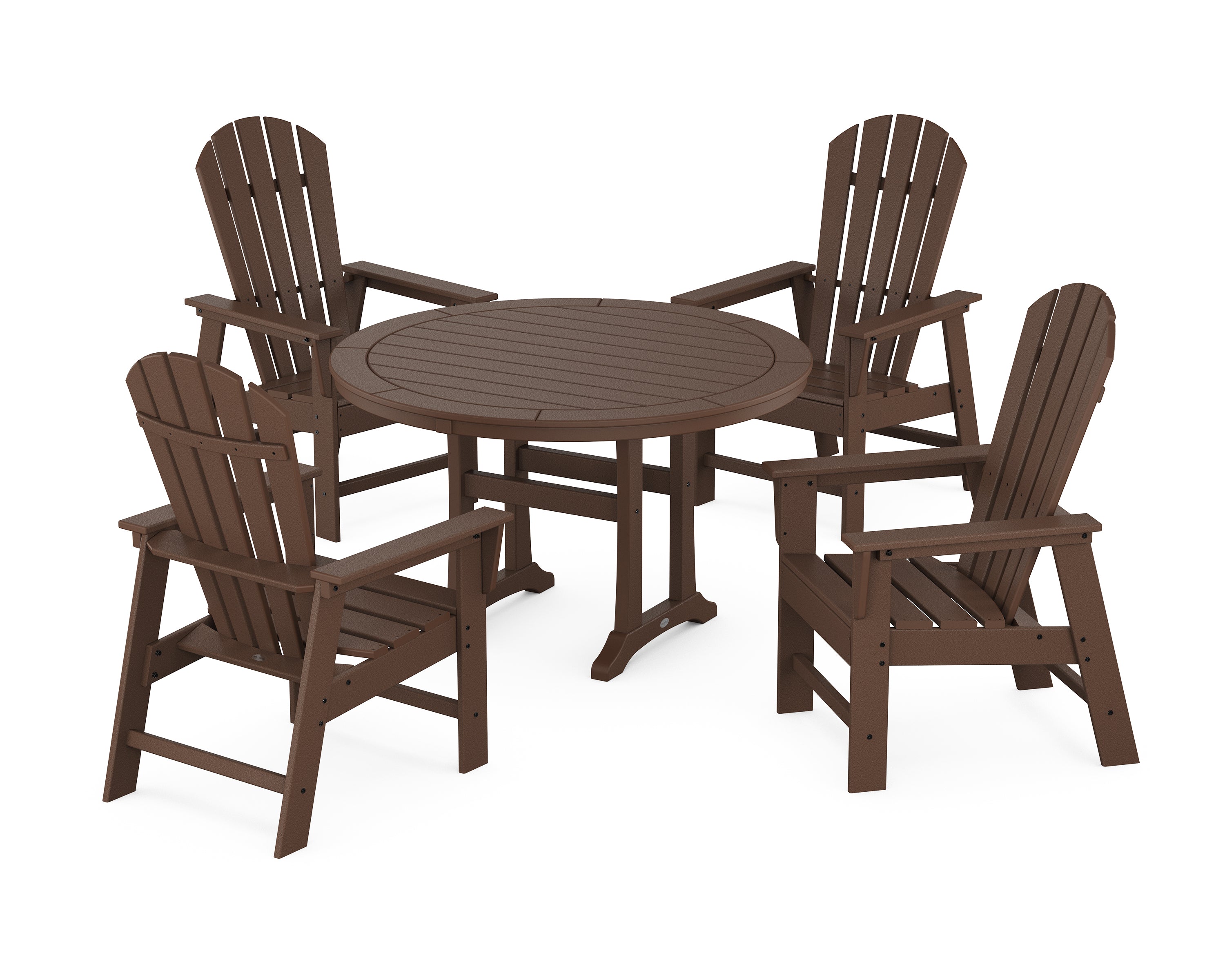 POLYWOOD® South Beach 5-Piece Round Dining Set with Trestle Legs in Mahogany