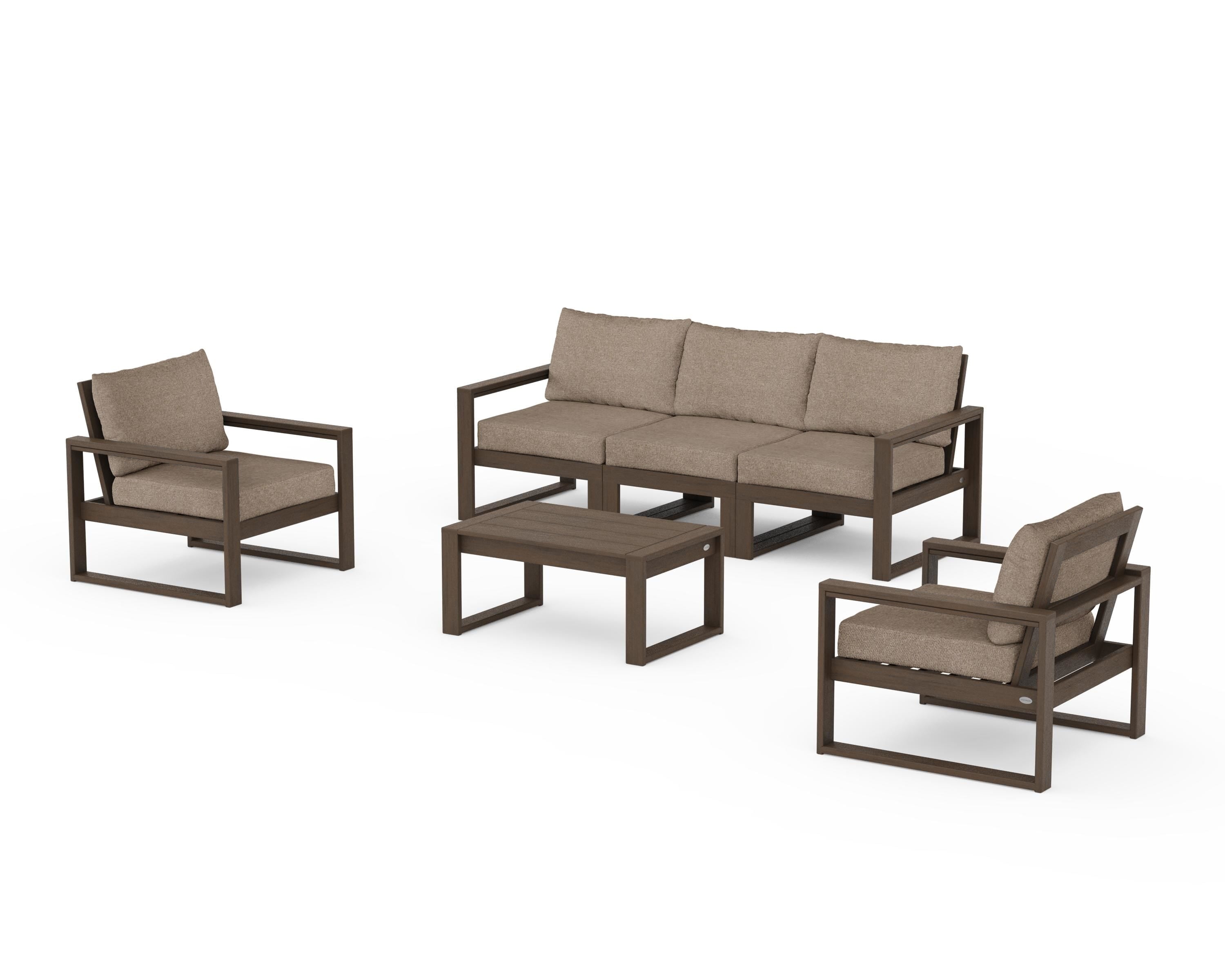 POLYWOOD EDGE Sectional 4-Piece Deep Seating Set with Sofa in Kona / Spiced Burlap