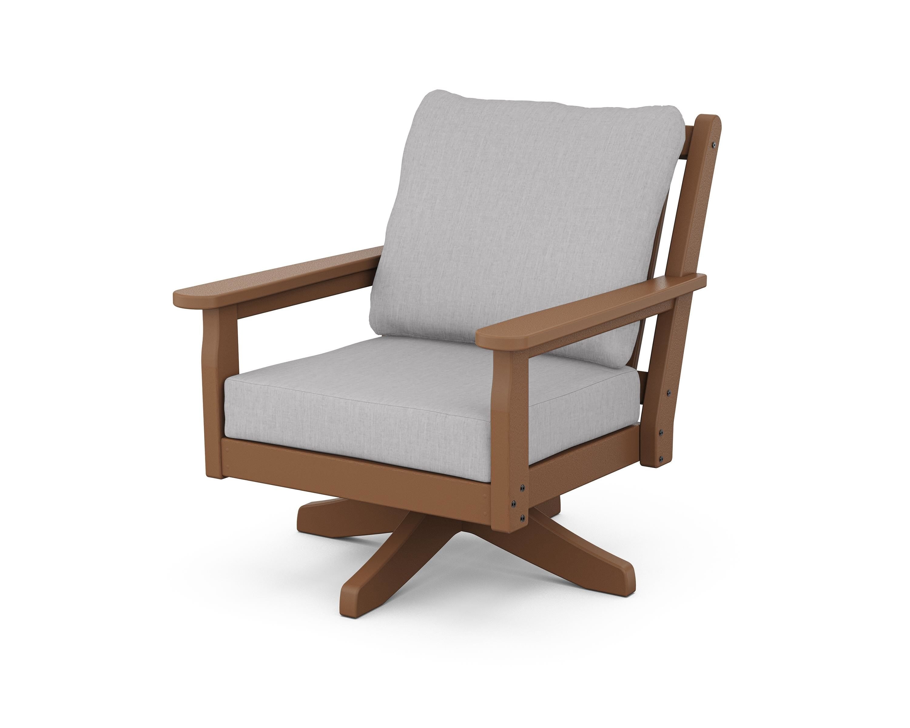 POLYWOOD Chippendale Deep Seating Swivel Chair in Teak / Granite