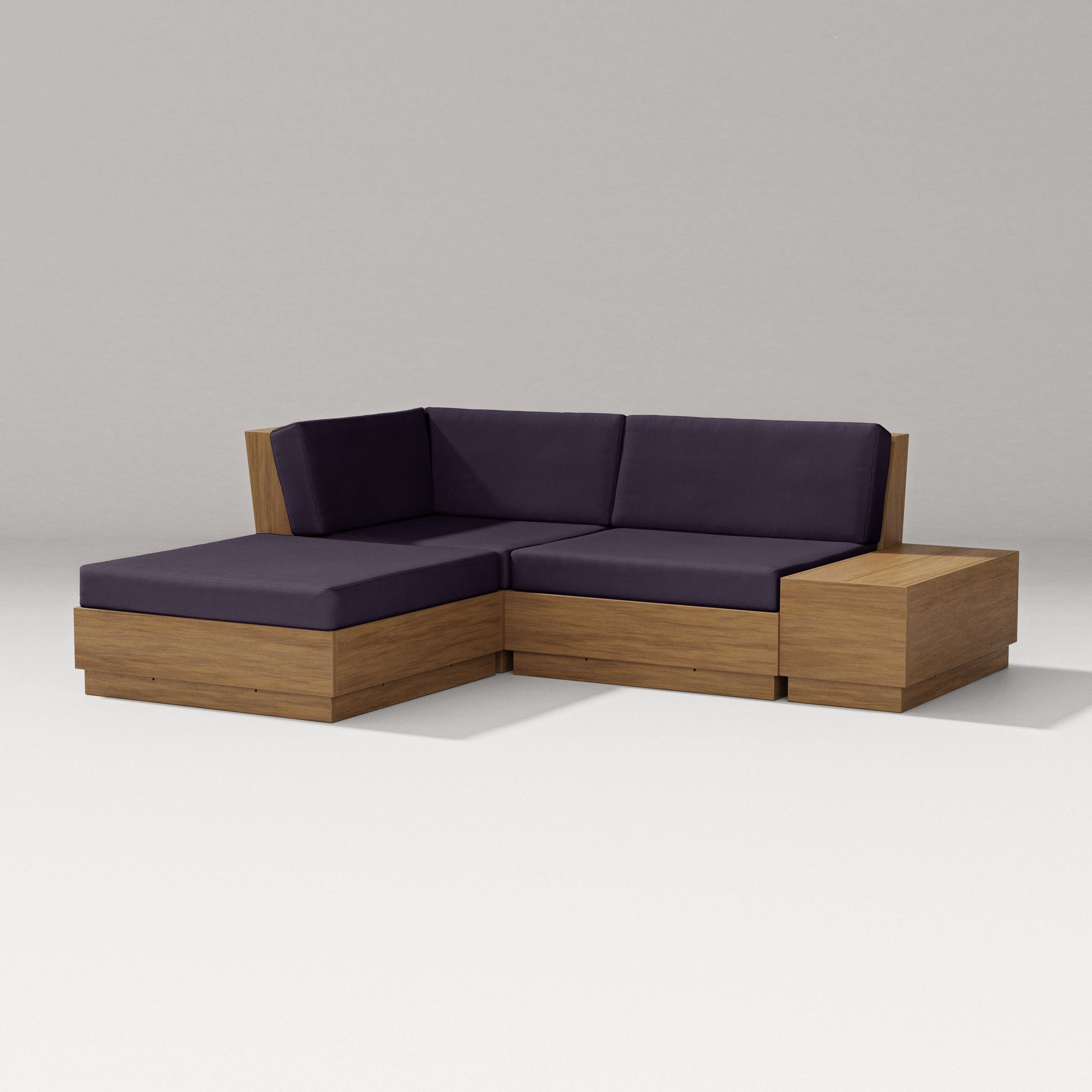 PW Designer Series Elevate Loveseat Sectional with Chaise in Natural / Navy Linen