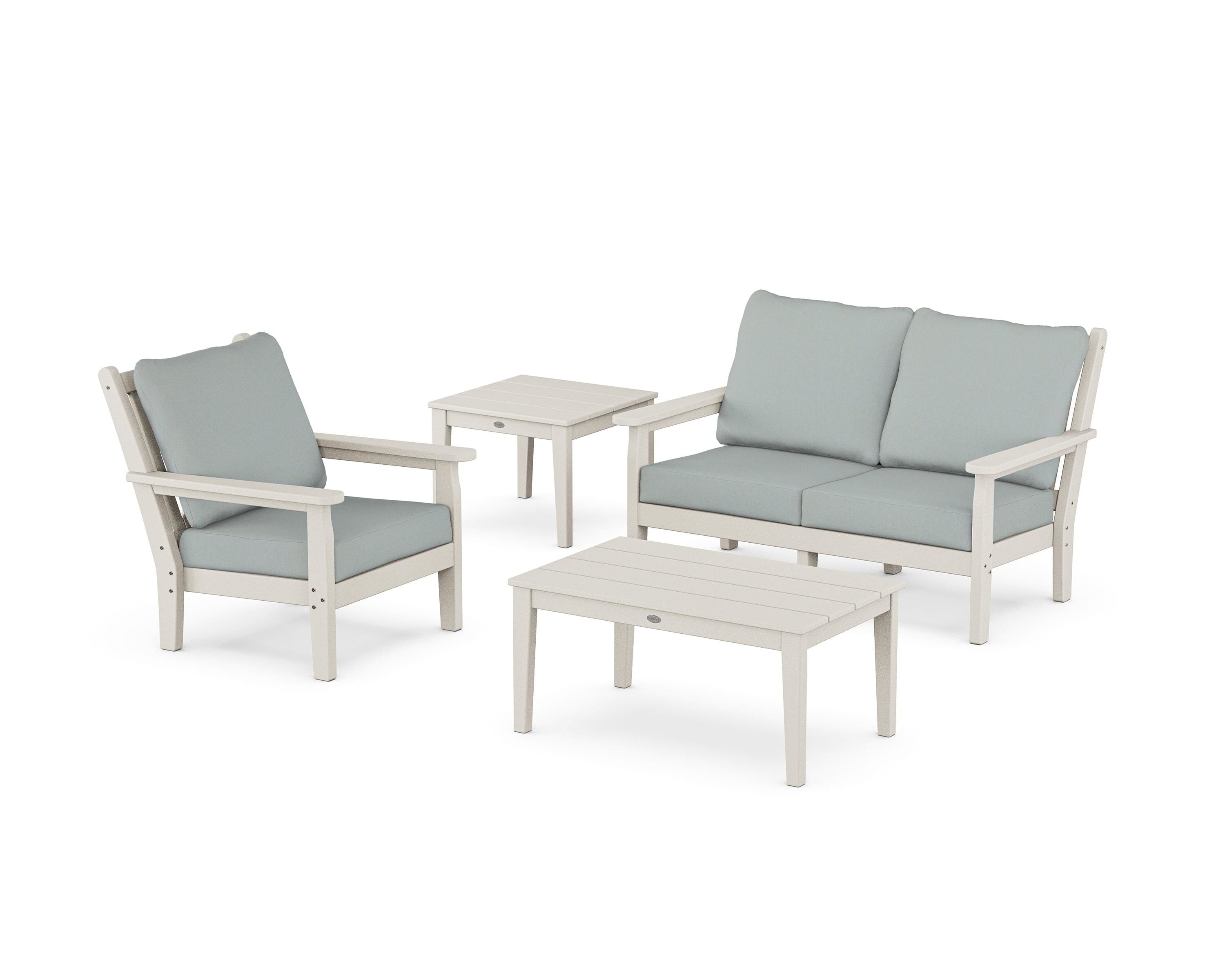 POLYWOOD Chippendale 4-Piece Deep Seating Set in Sand / Spa