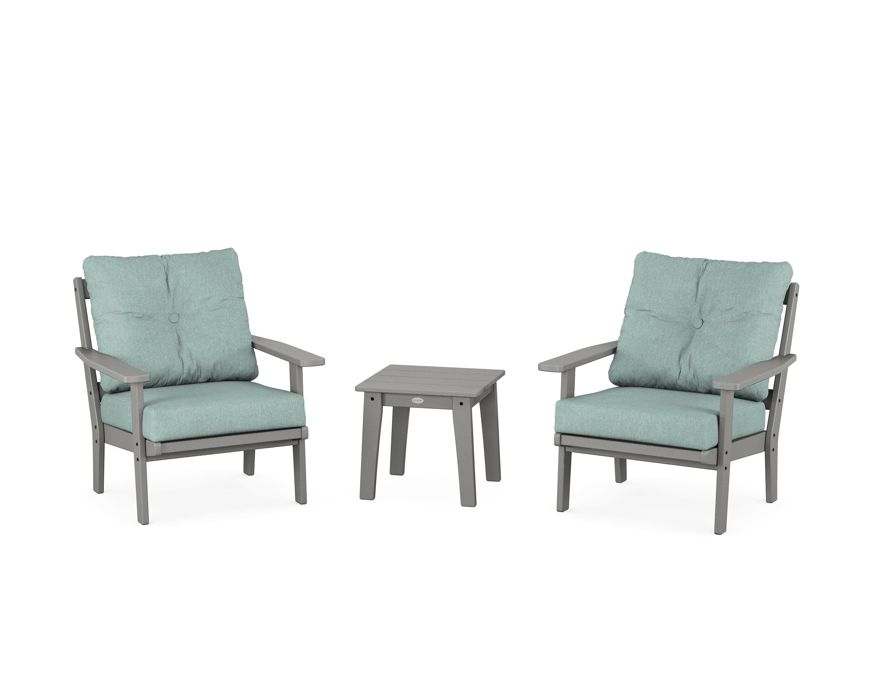 POLYWOOD Prairie 3-Piece Deep Seating Set in Slate Grey / Glacier Spa