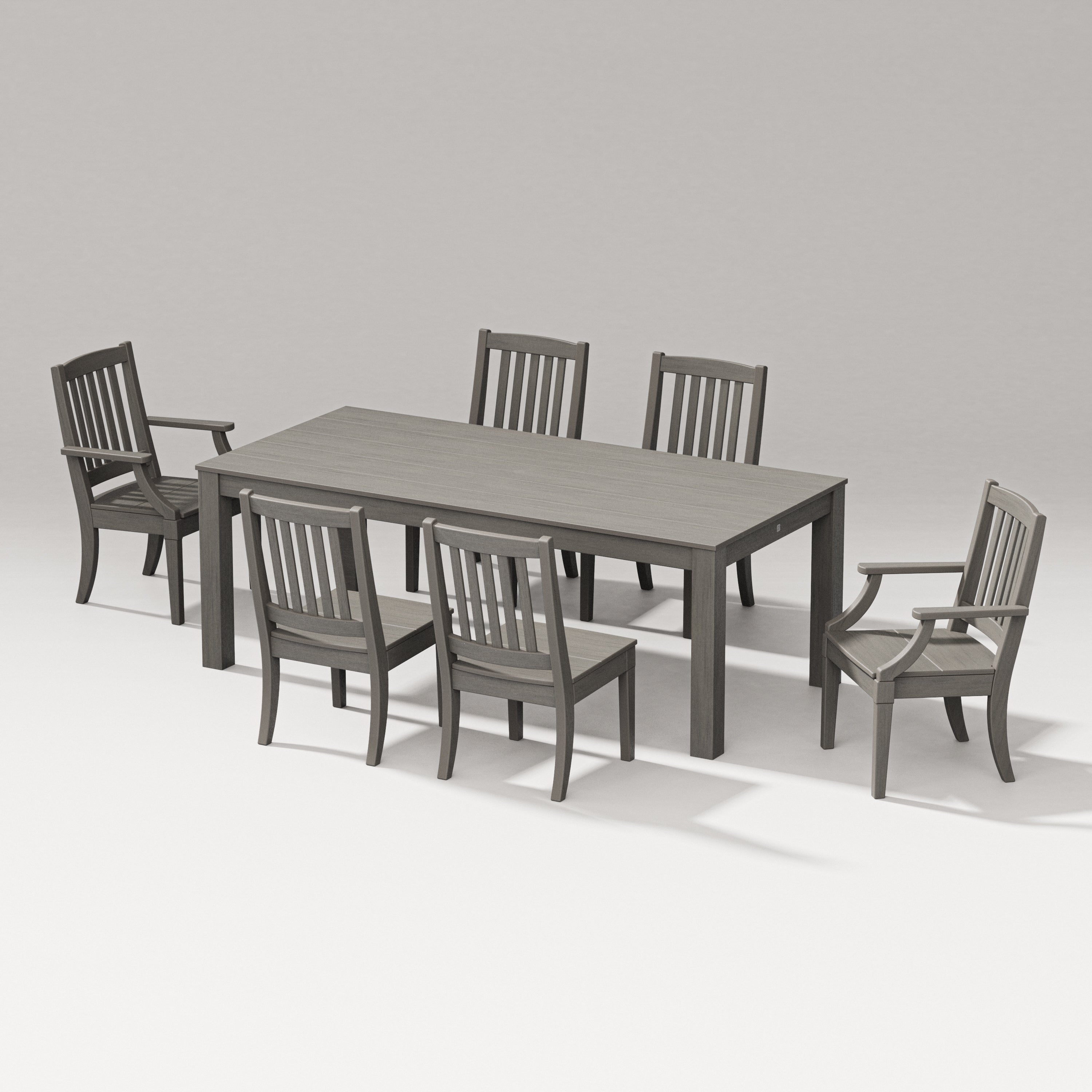 PW Designer Series Estate 7-Piece Parsons Table Dining Set in Driftwood