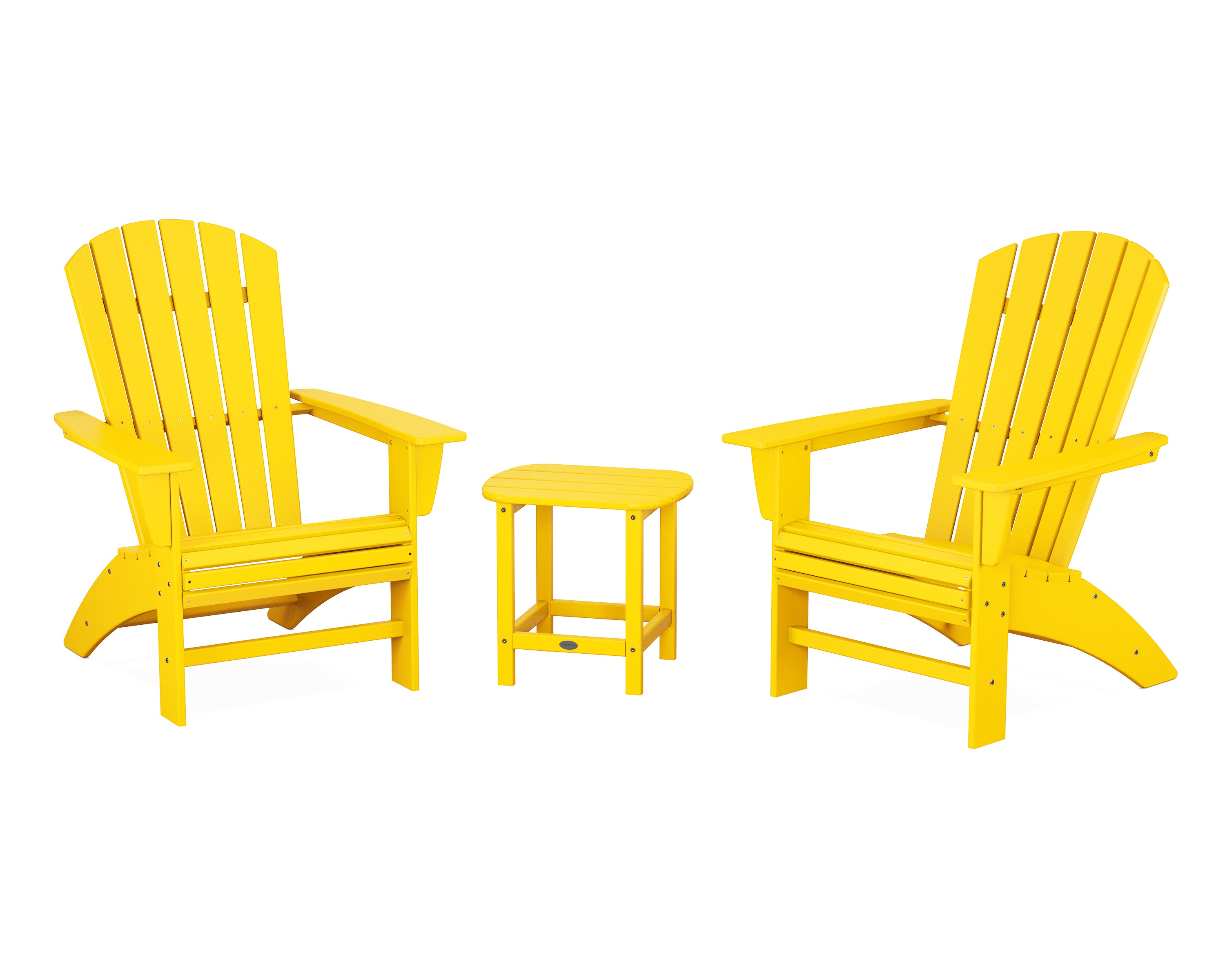 POLYWOOD® Nautical 3-Piece Curveback Adirondack Set in Lemon