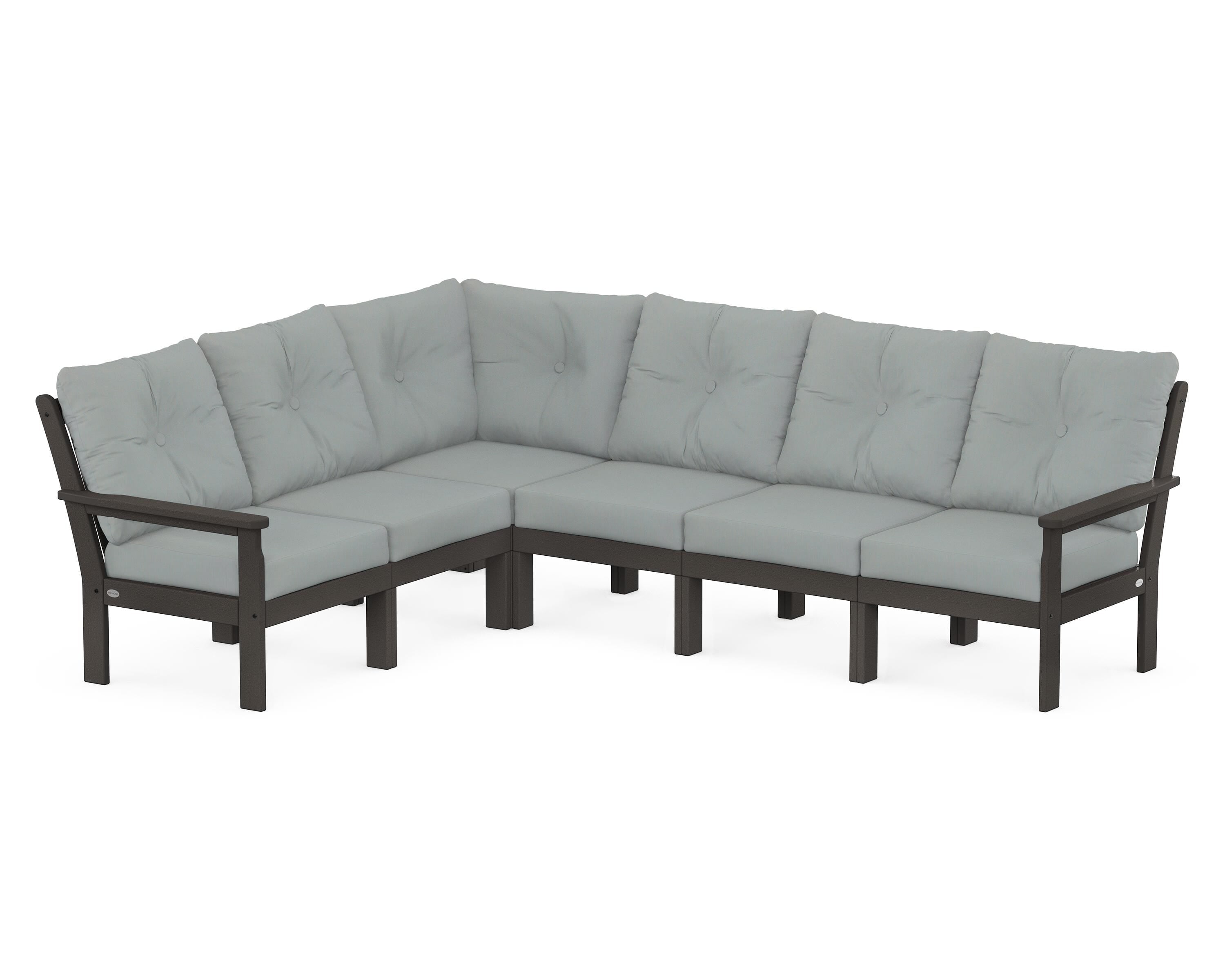 POLYWOOD Vineyard 6-Piece Sectional in Vintage Coffee / Spa