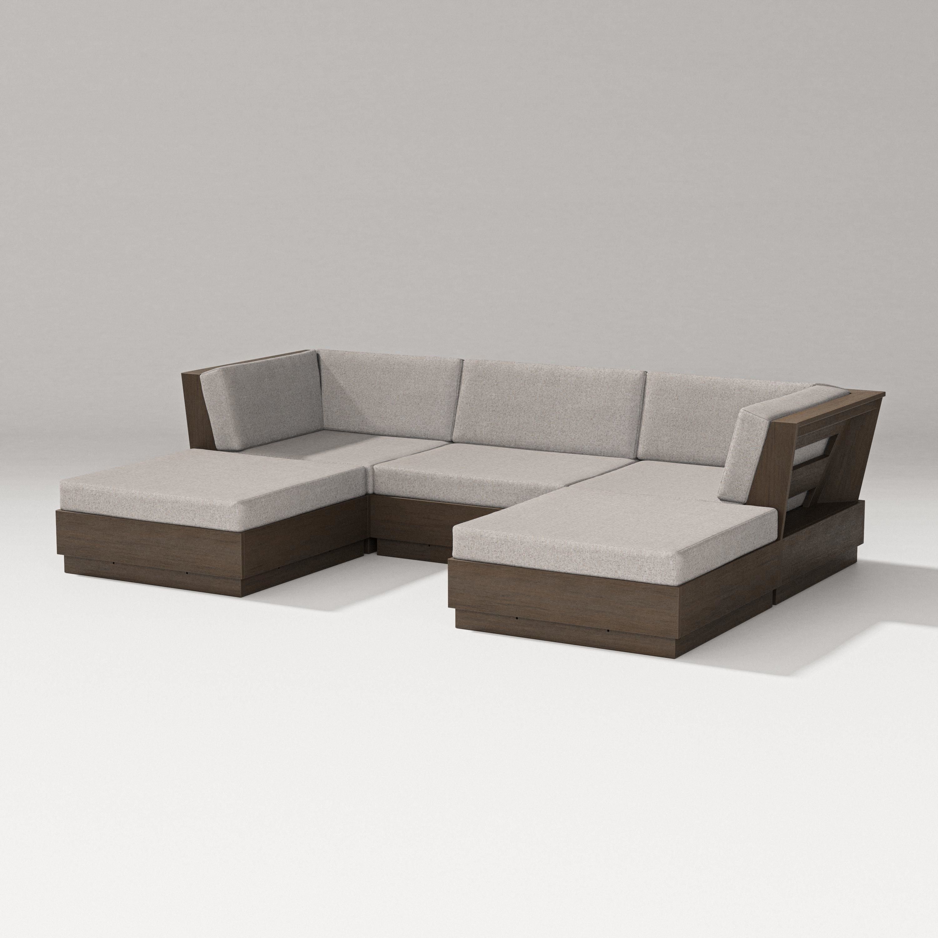 PW Designer Series Elevate Double Chaise Sectional in Kona / Weathered Tweed