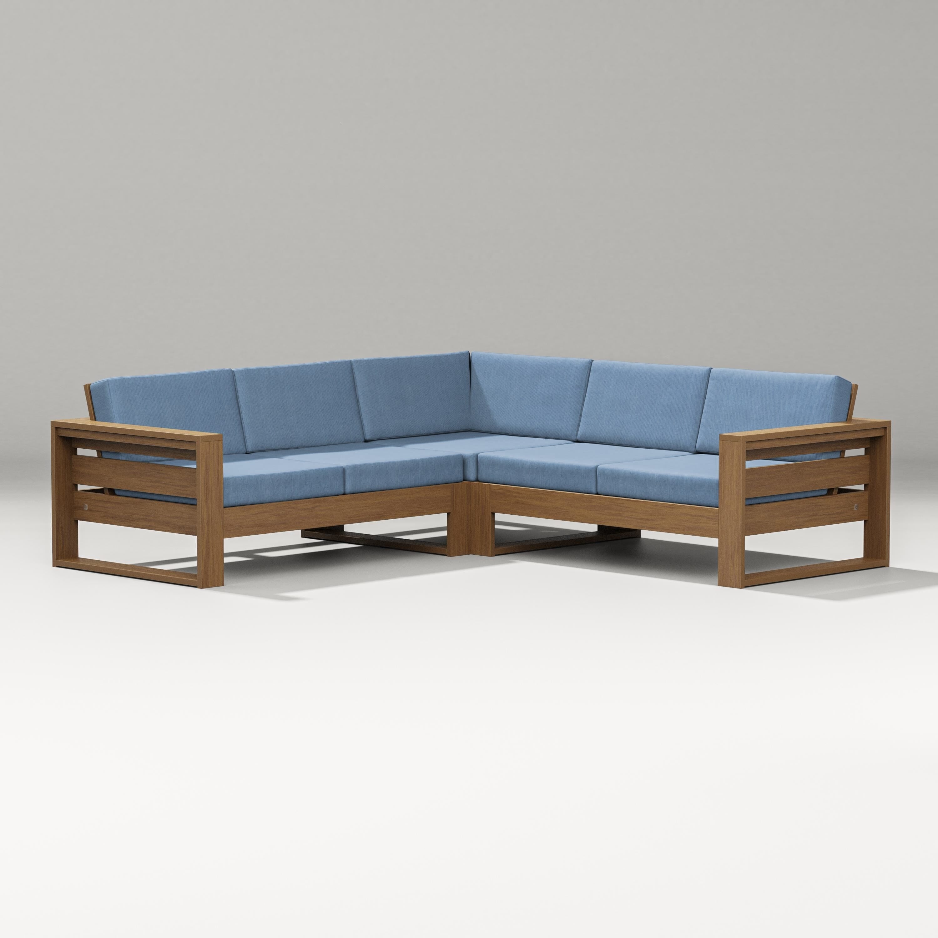 PW Designer Series Latitude Corner Sectional in Natural / Sky Blue