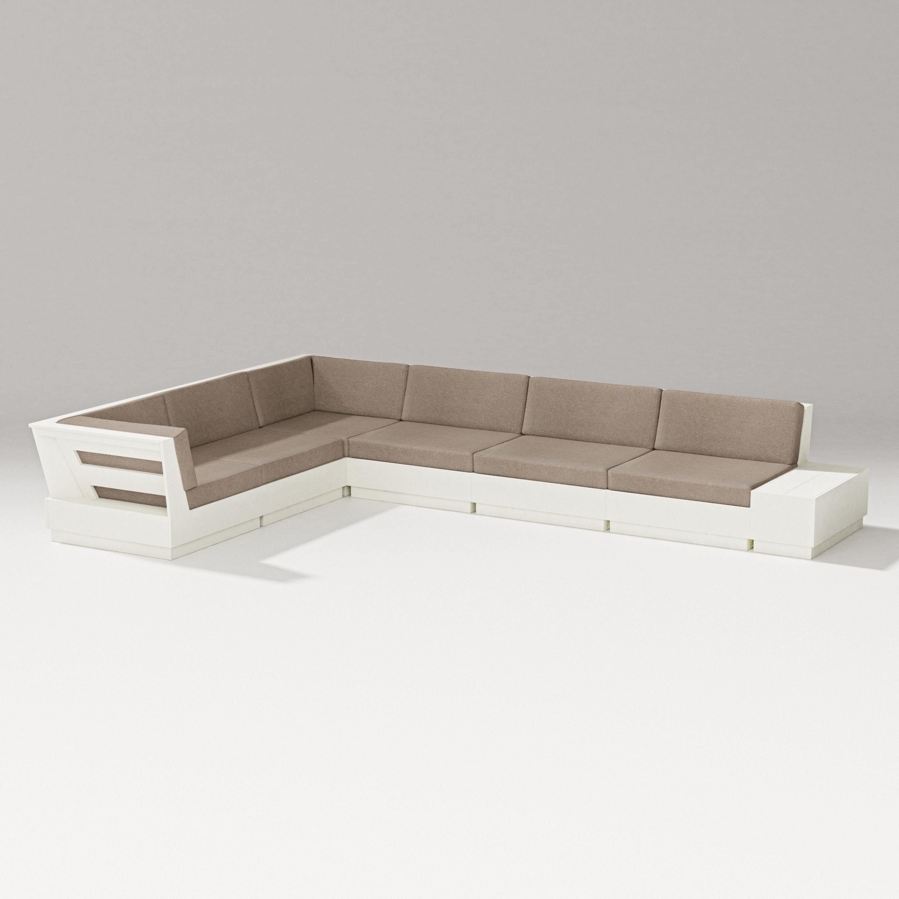 PW Designer Series Elevate 7-Piece Corner Sectional in Vintage White / Spiced Burlap