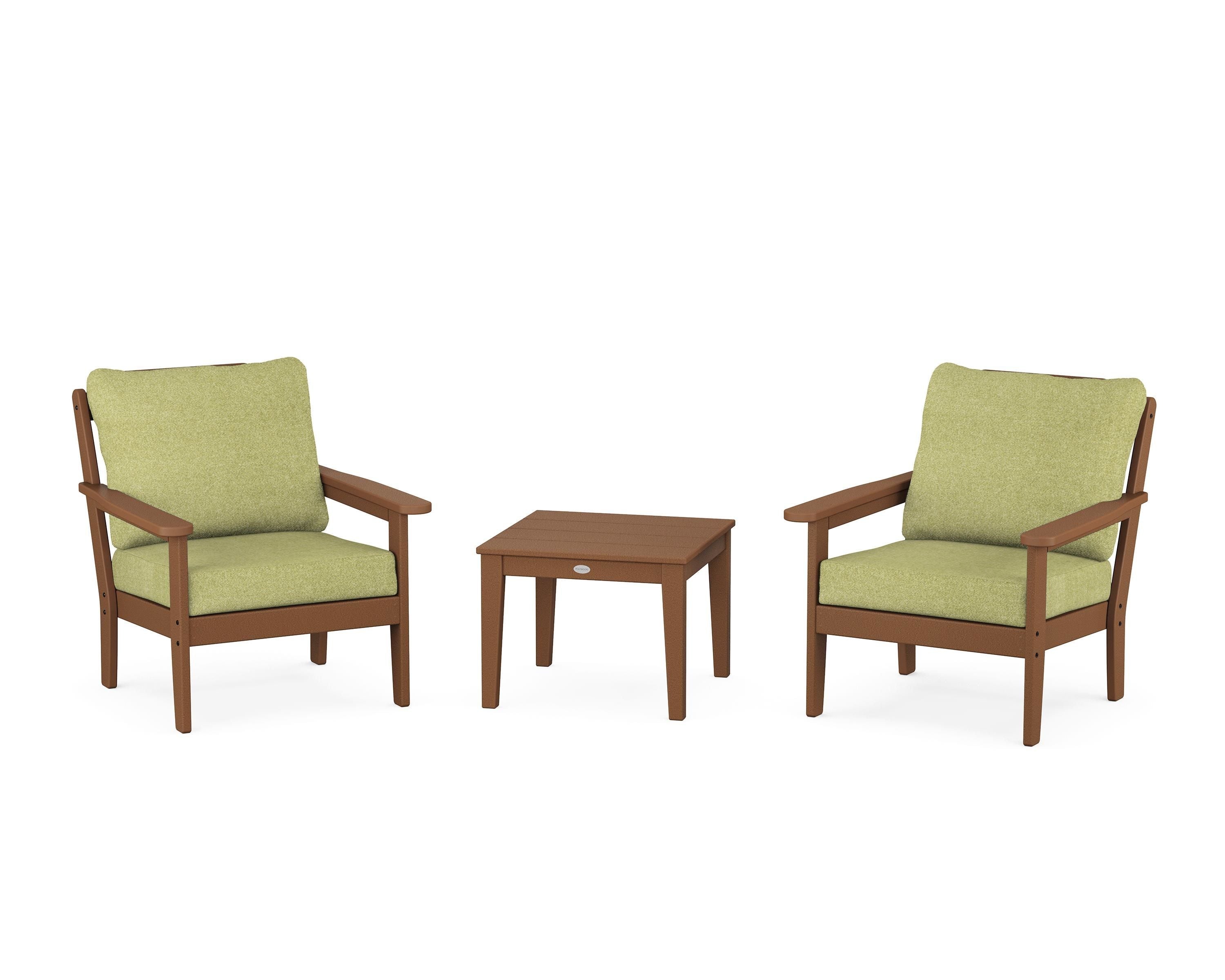 Country Living Cottage 3-Piece Deep Seating Set in Teak / Chartreuse Boucle