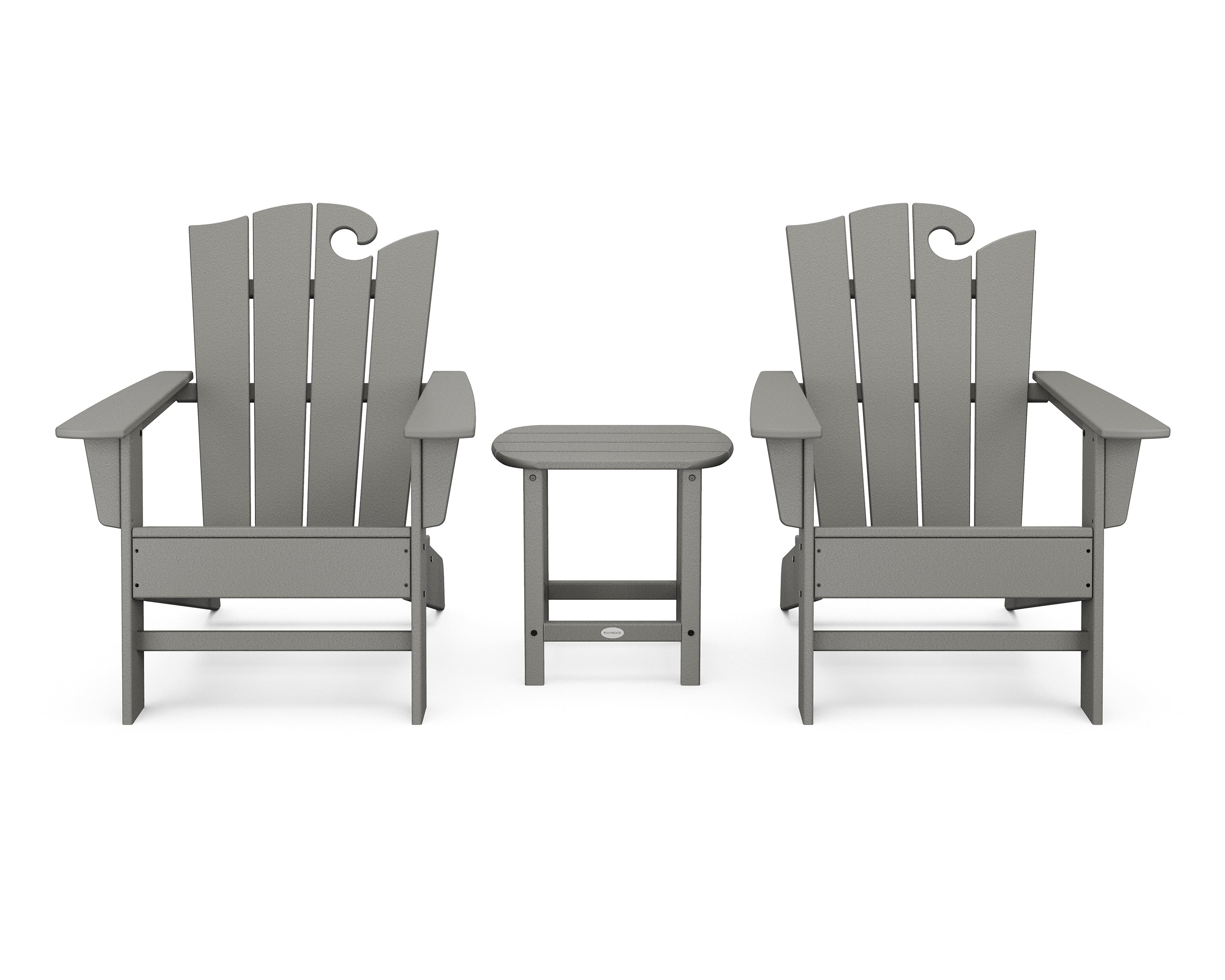 POLYWOOD® Wave 3-Piece Adirondack Set with The Ocean Chair in Slate Grey