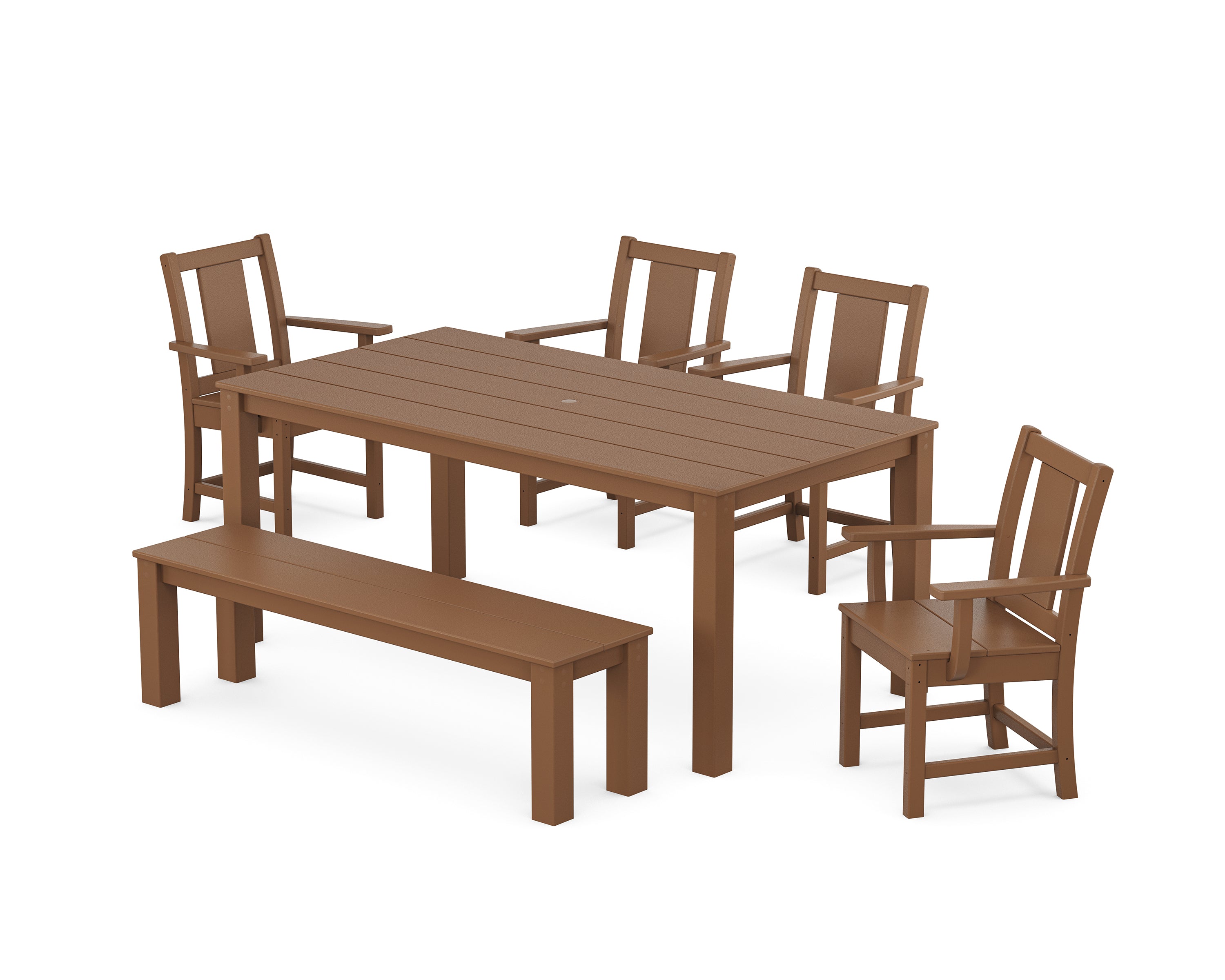 POLYWOOD® Prairie 6-Piece Parsons Dining Set with Bench in Teak