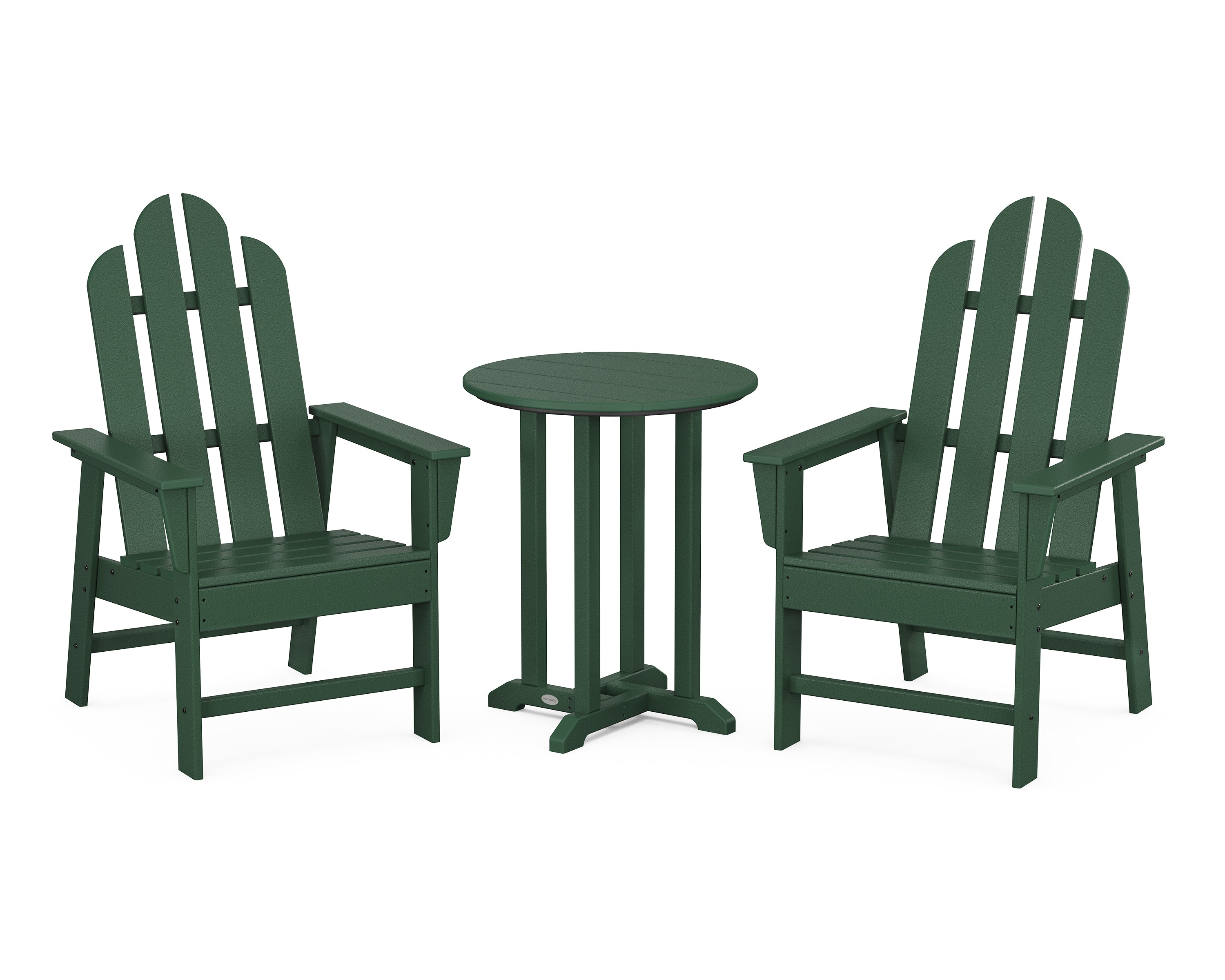 POLYWOOD Long Island 3-Piece Round Bistro Dining Set in Green