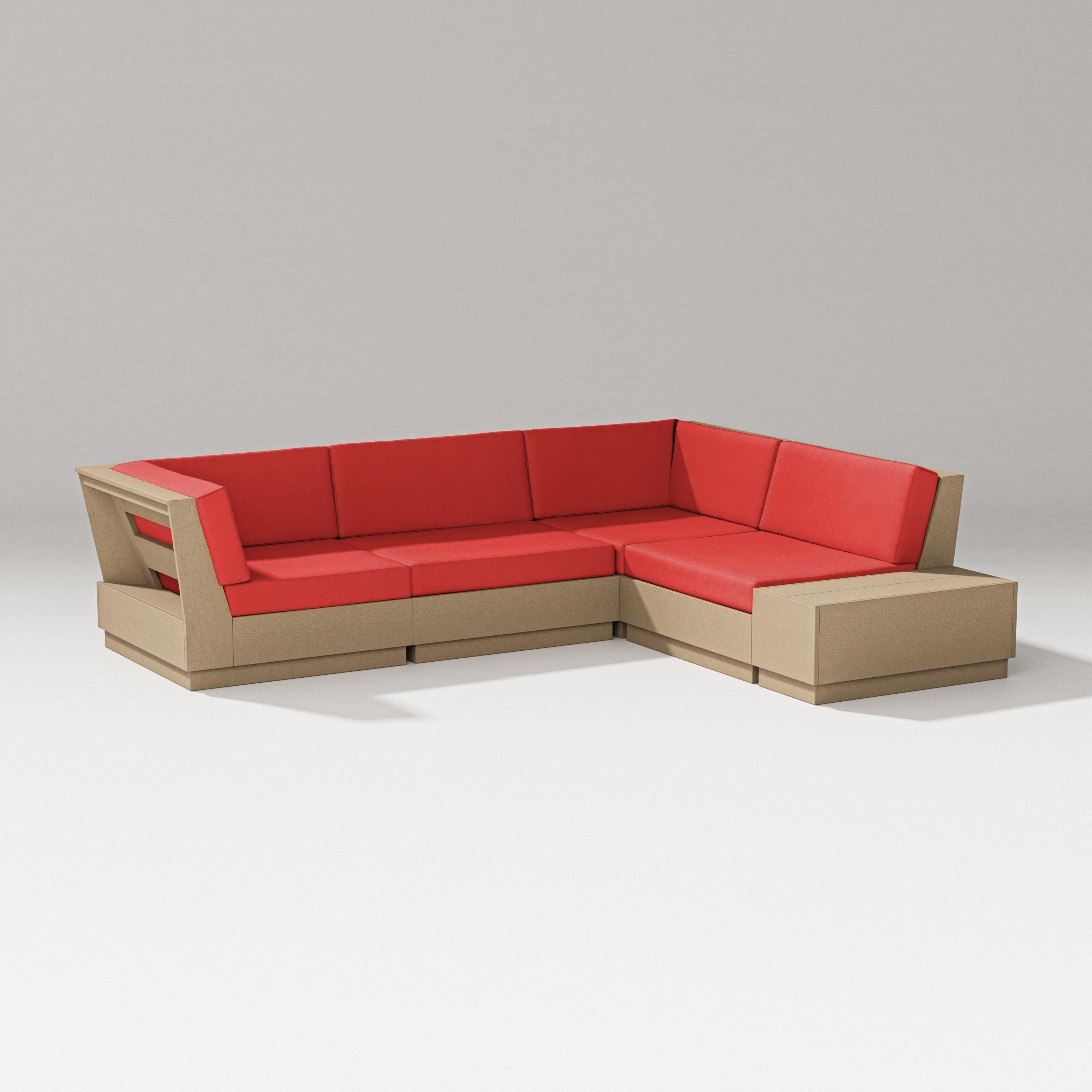 PW Designer Series Elevate Corner Sectional in Vintage Sahara / Crimson Linen
