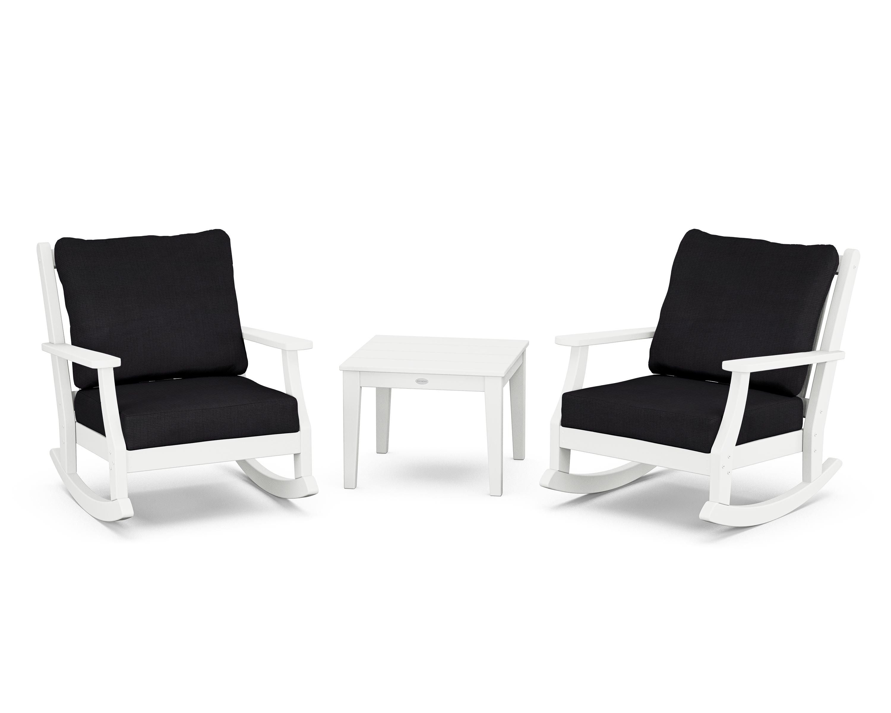 Country Living Wovendale 3-Piece Deep Seating Rocker Set in White / Midnight Linen